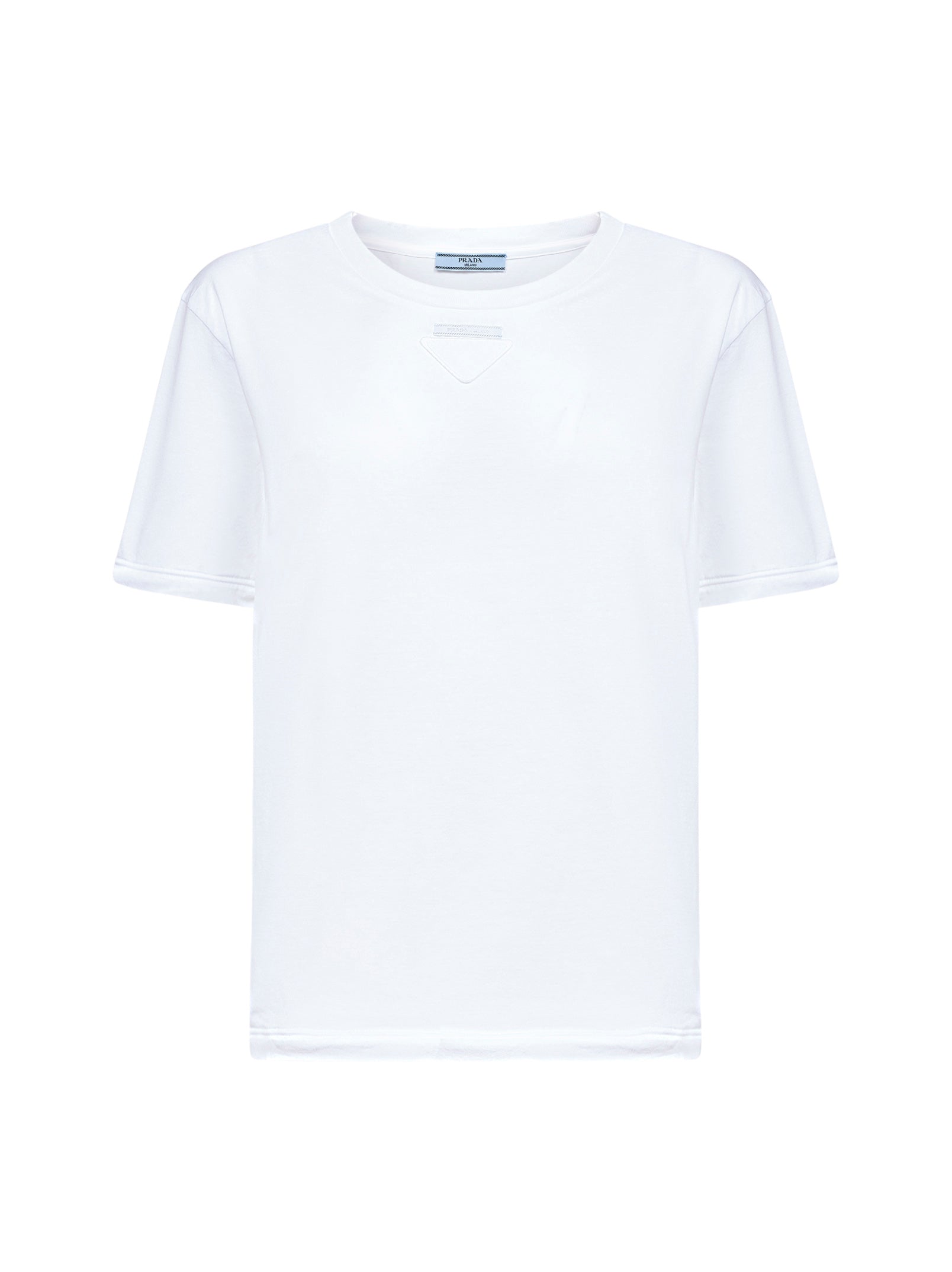 Prada Abbigliamento Women White Cotton Jersey Logo T-Shirt PRADA