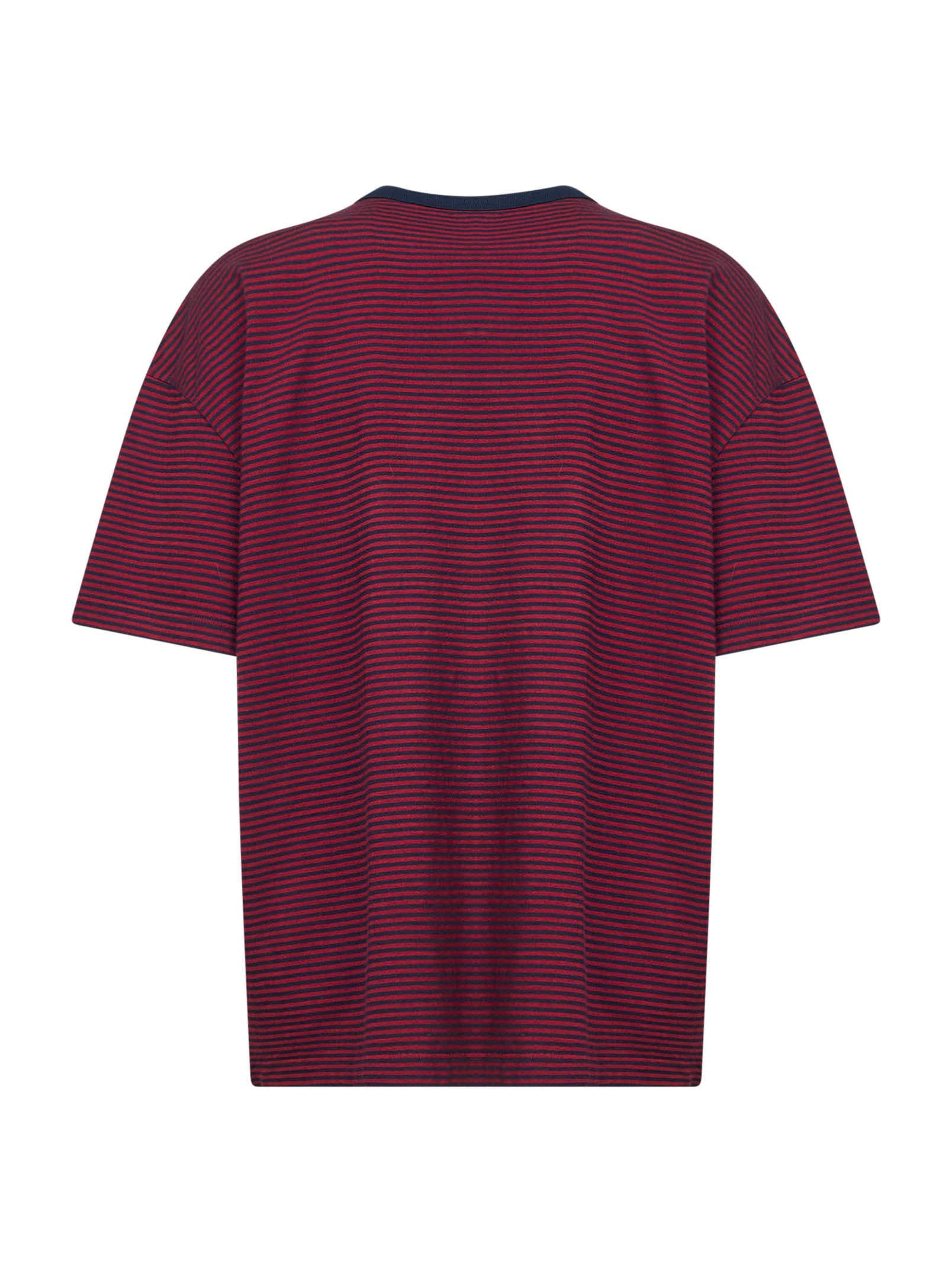 Prada Abbigliamento Women Red And Blue Striped Cotton Jersey T-Shirt PRADA