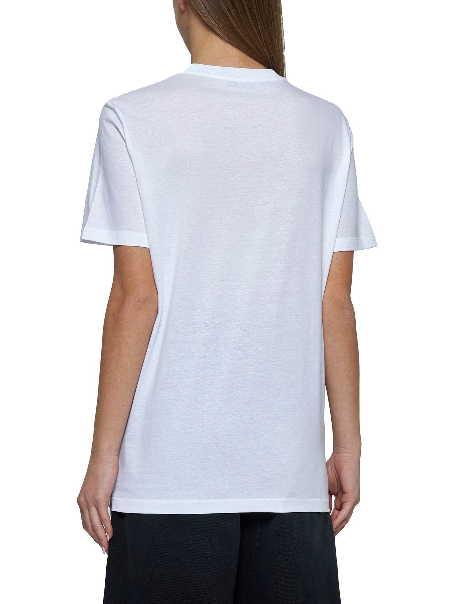 Prada Abbigliamento Women Rhinestones Plaque Cotton T-Shirt PRADA