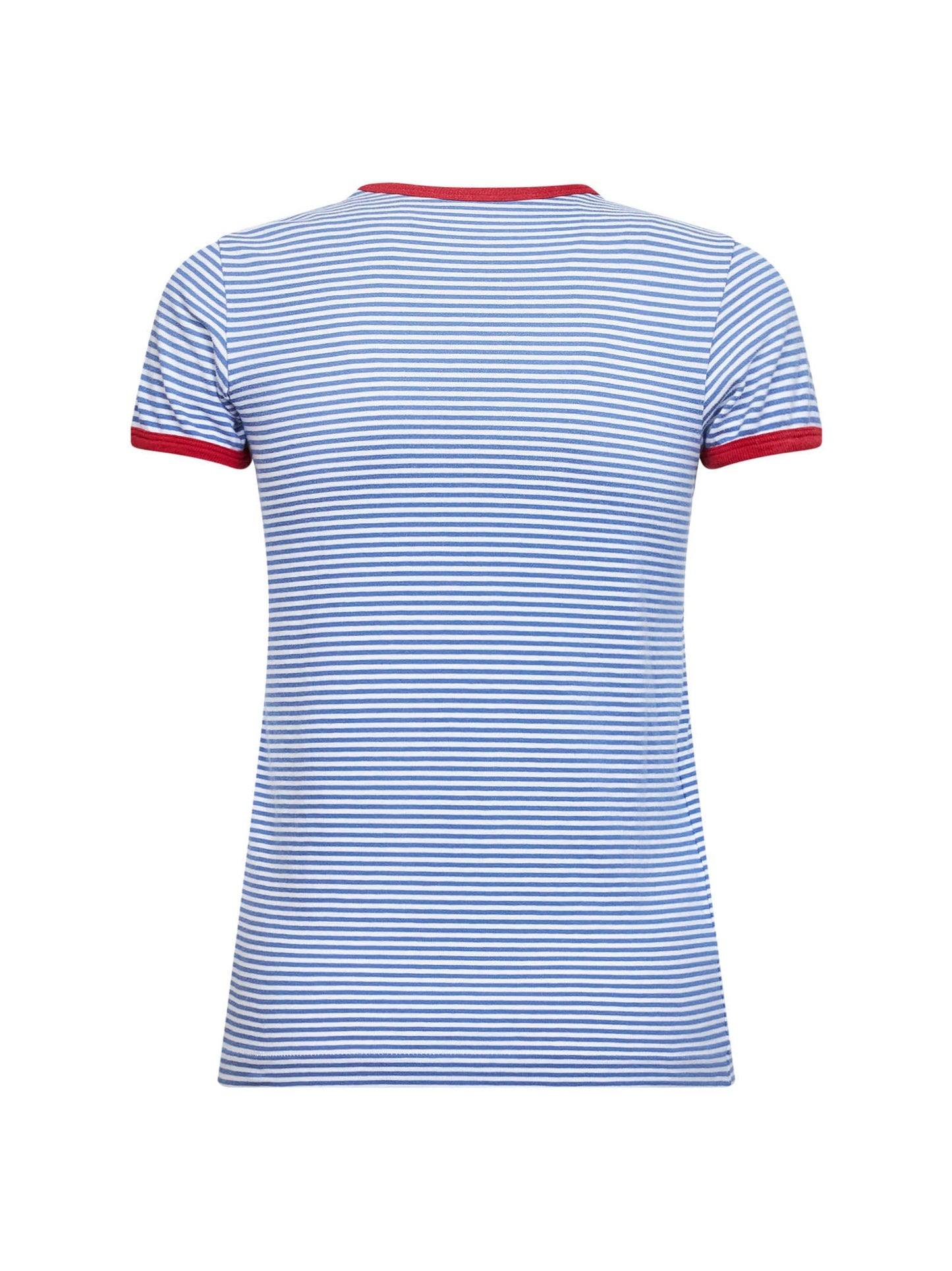 Prada Abbigliamento Women Periwinkle Blue And Red Striped Cotton T-Shirt PRADA