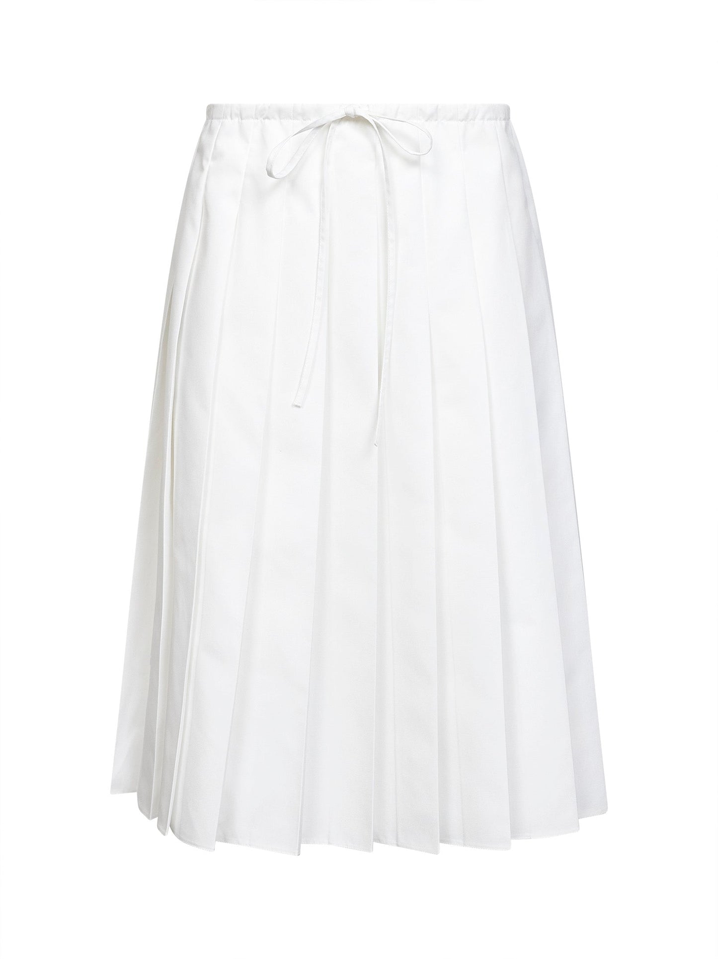 Prada Abbigliamento Women White Technical Cotton Blend Pleated Midi Skirt PRADA