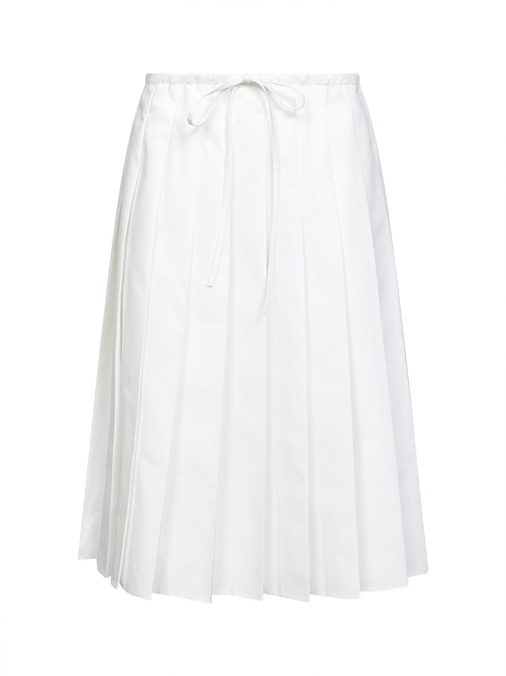 Prada Abbigliamento Women White Technical Cotton Blend Pleated Midi Skirt PRADA