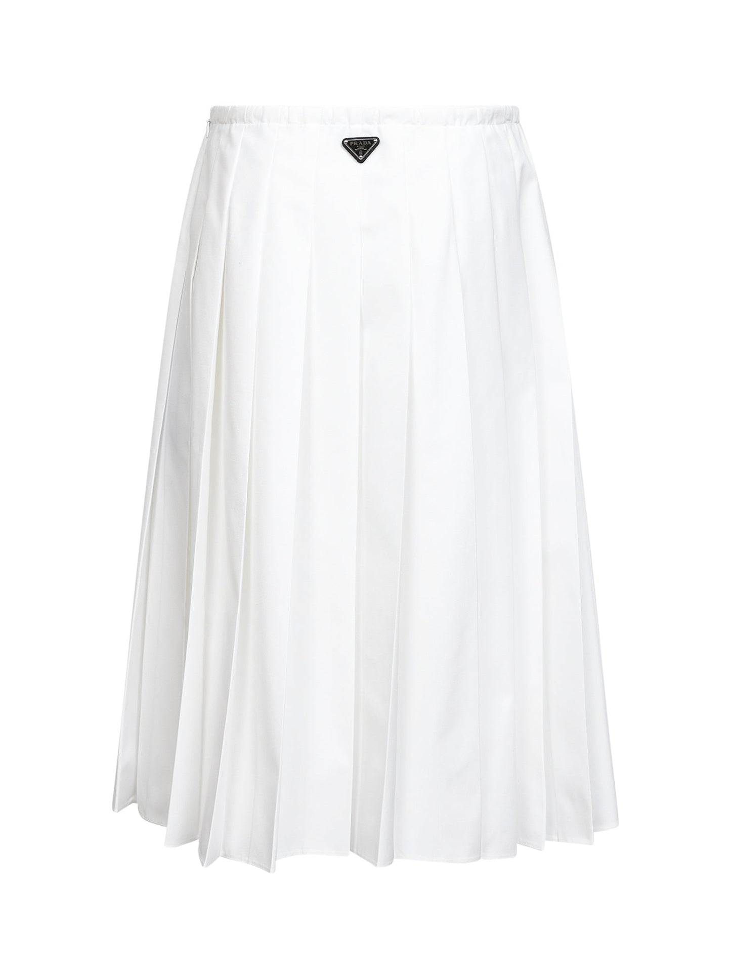 Prada Abbigliamento Women White Technical Cotton Blend Pleated Midi Skirt PRADA