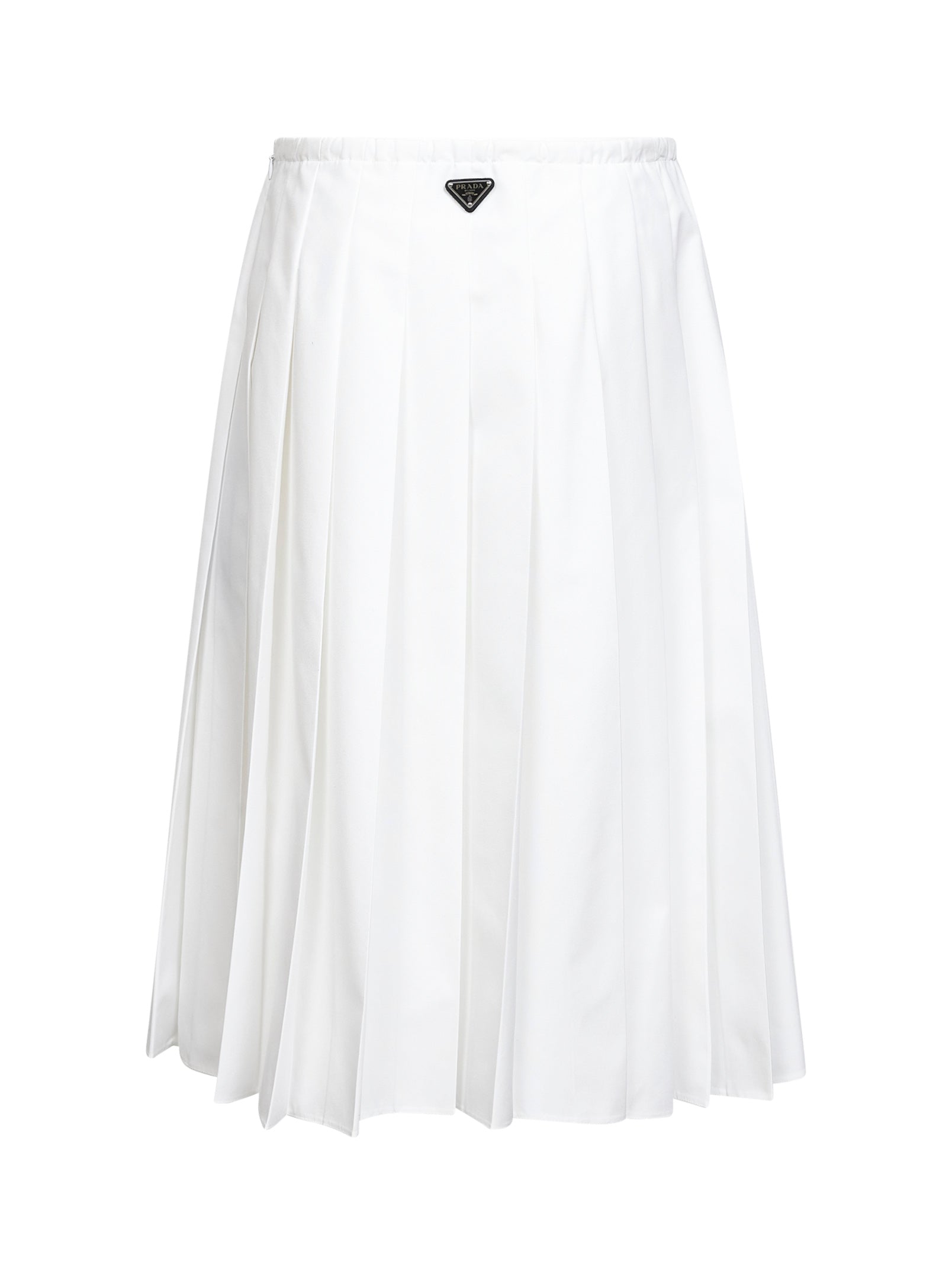 Prada Abbigliamento Women White Technical Cotton Blend Pleated Midi Skirt PRADA