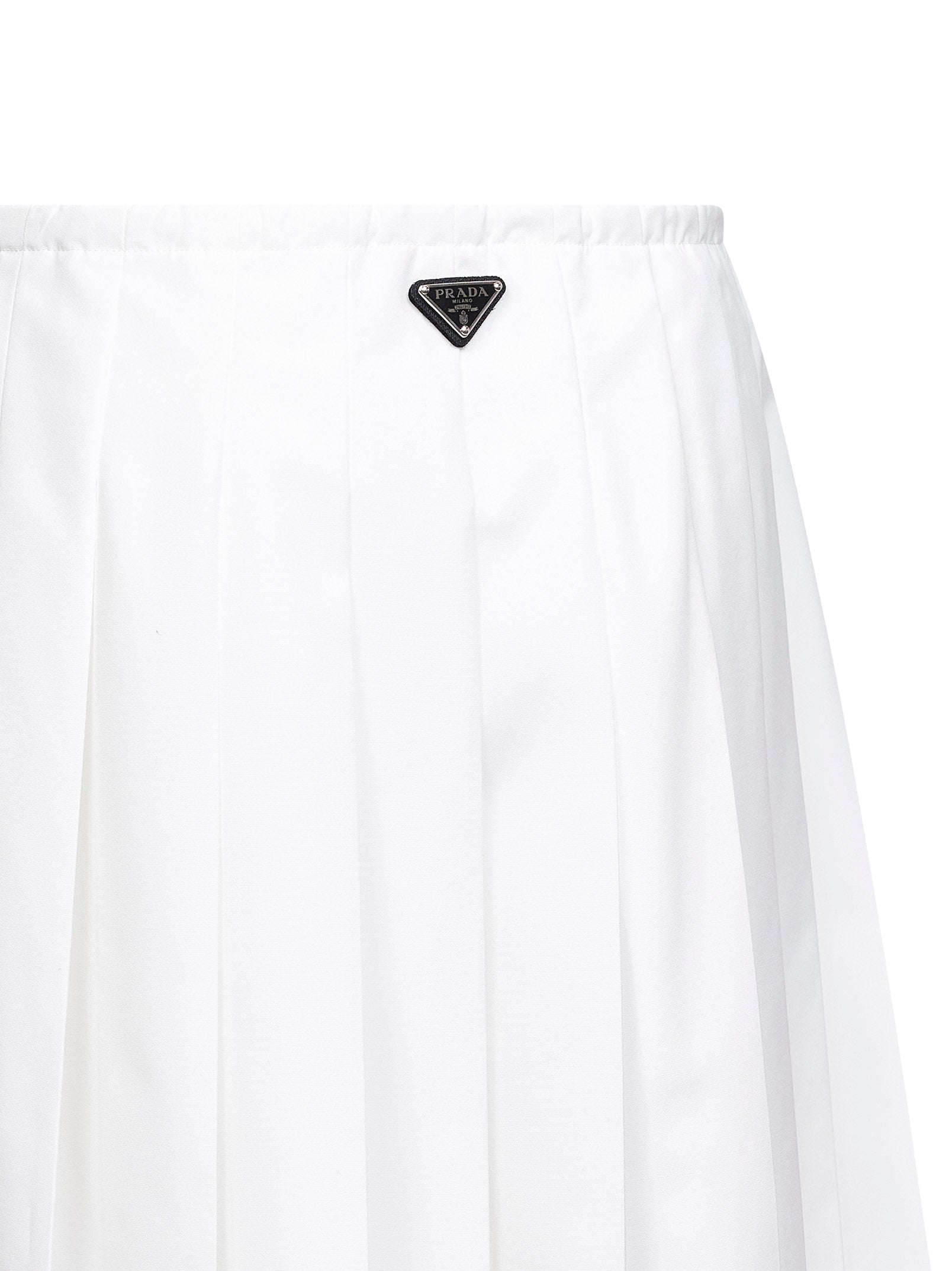 Prada Abbigliamento Women White Technical Cotton Blend Pleated Midi Skirt PRADA