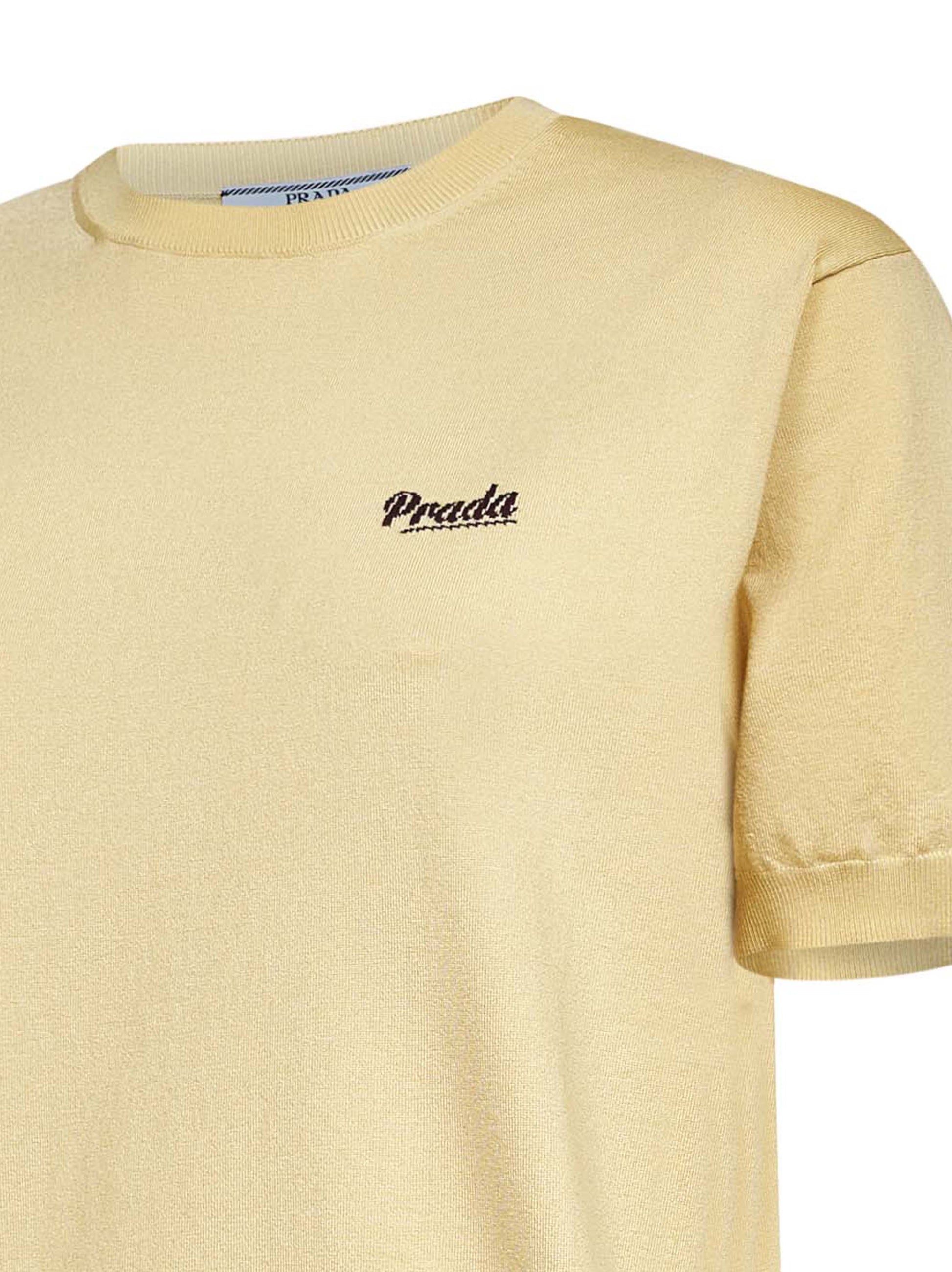 Prada Abbigliamento Women Cream Cotton And Silk Sweater PRADA