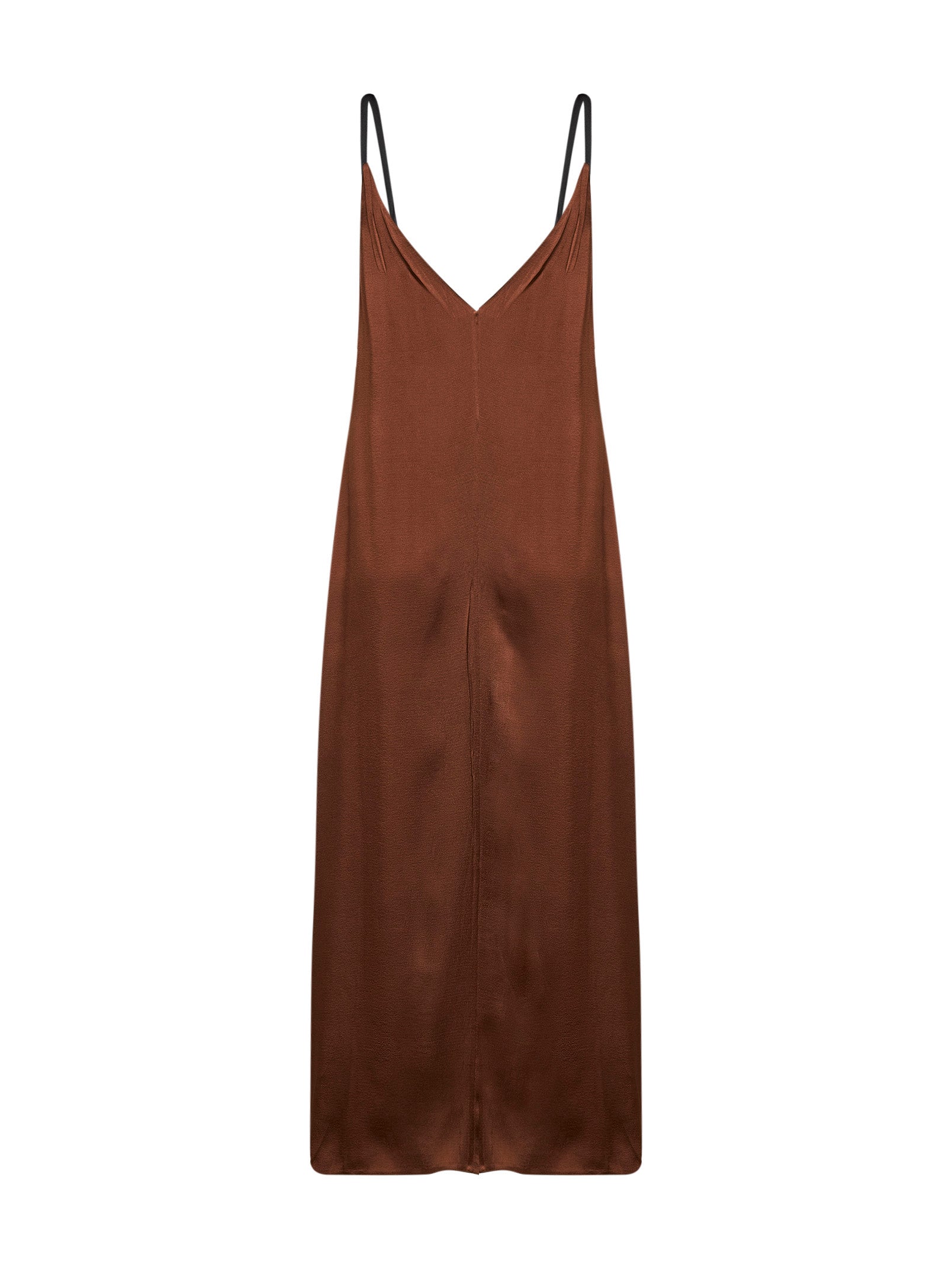 Prada Abbigliamento Women Tobacco Satin Long Dress PRADA