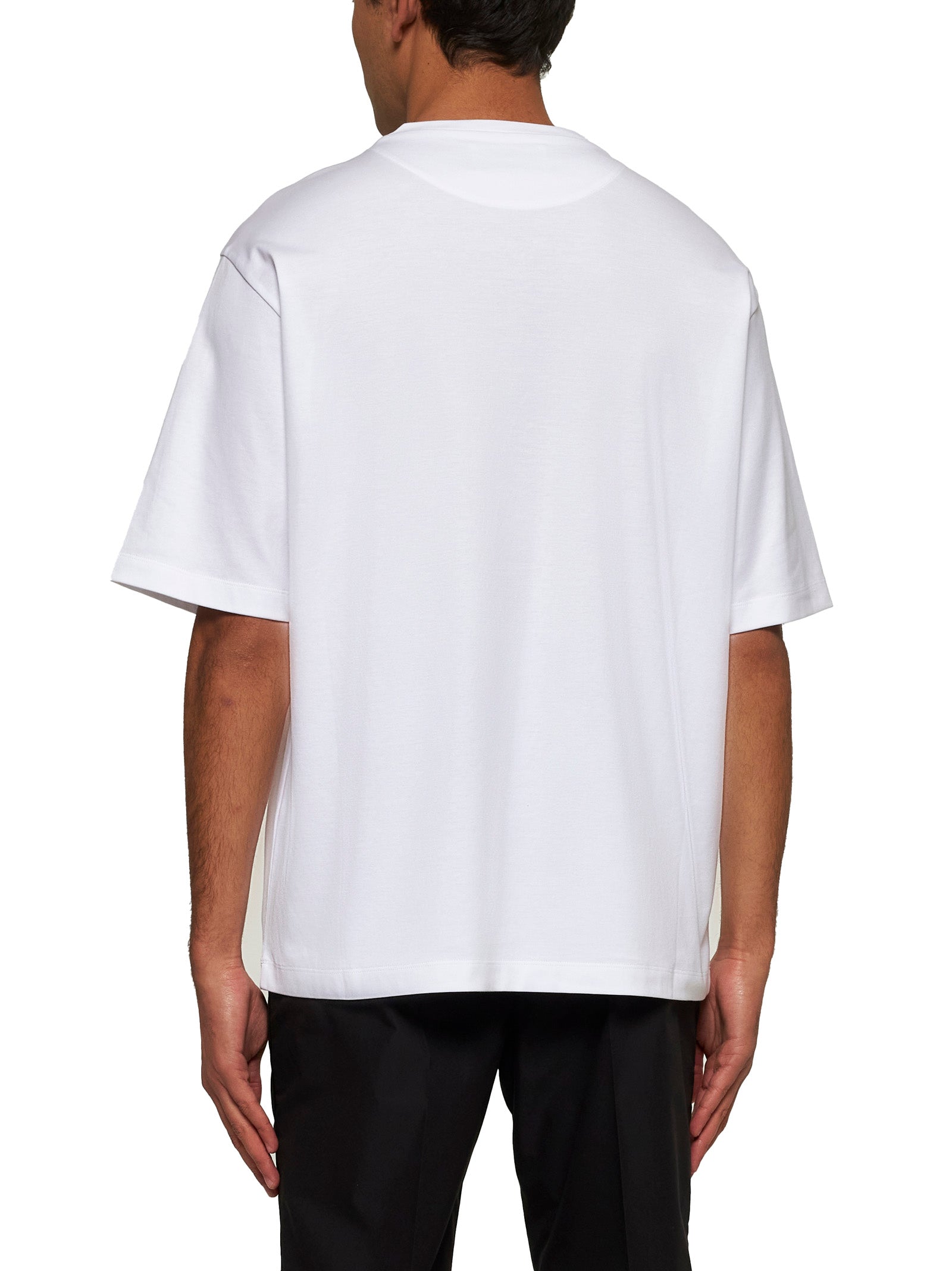 Prada Abbigliamento Men Oversized White Cotton Logo T-Shirt PRADA
