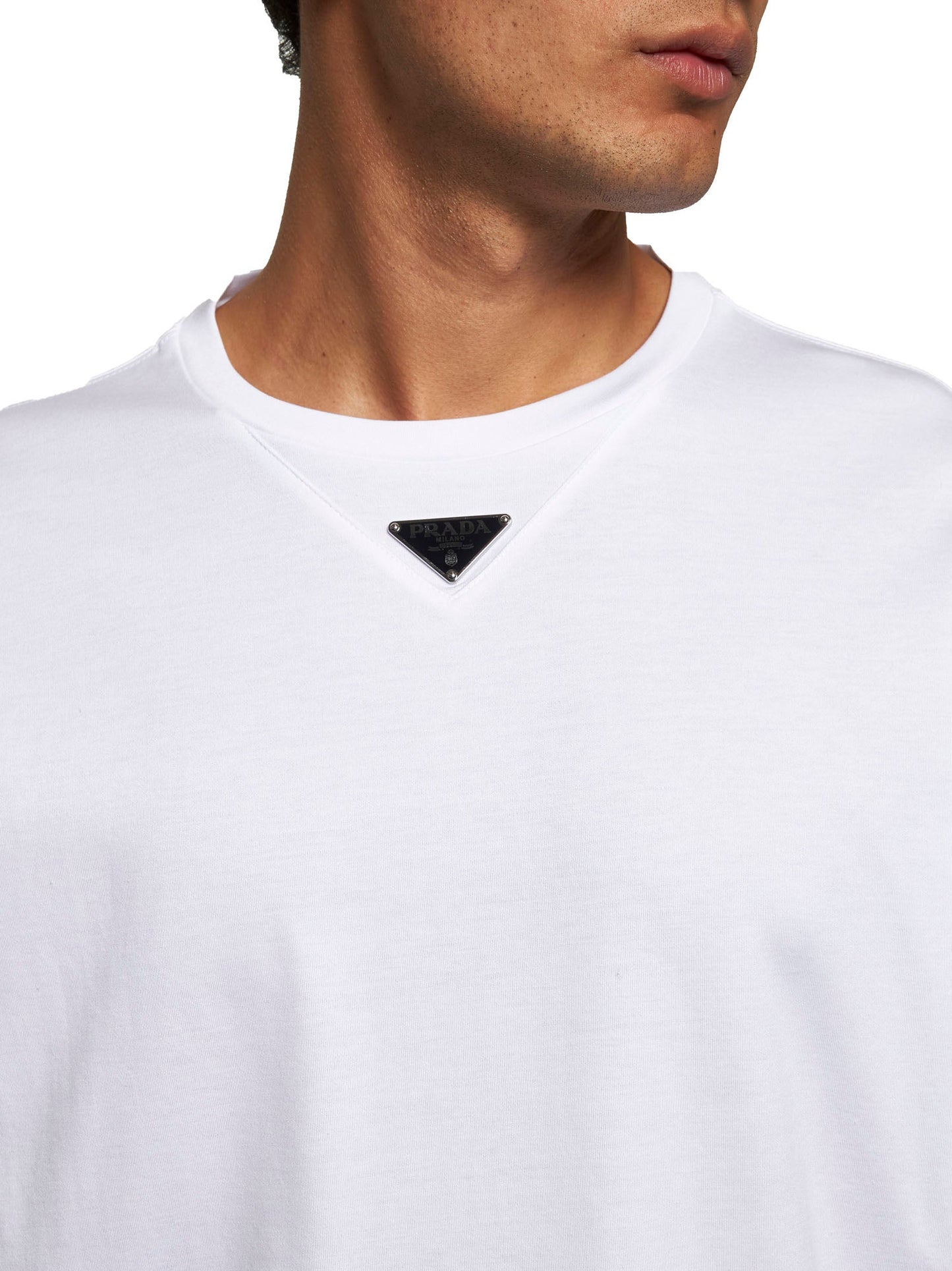 Prada Abbigliamento Men Oversized White Cotton Logo T-Shirt PRADA