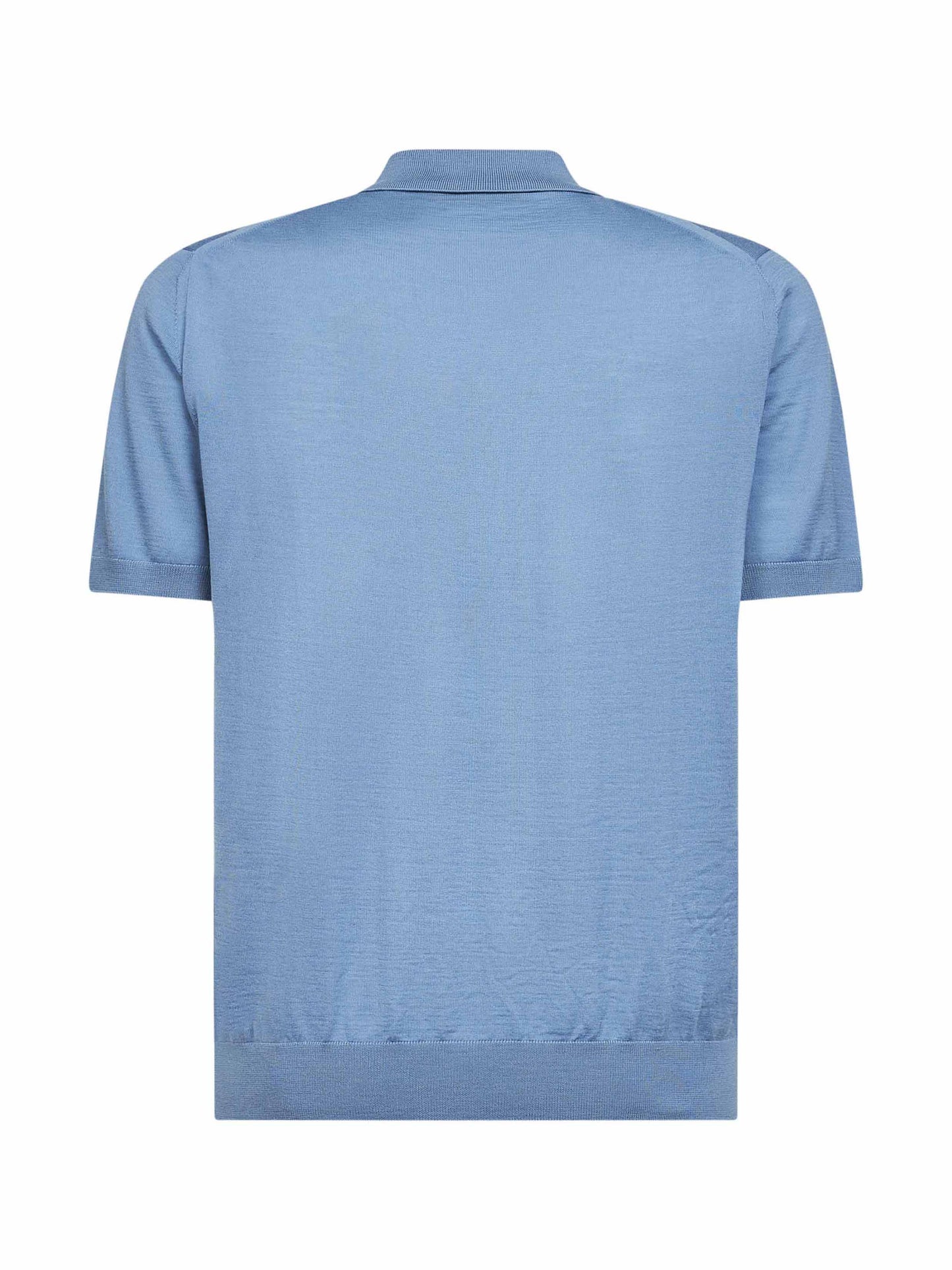 Prada Abbigliamento Men Aviator Blue Superfine Wool Short-Sleeved Polo Shirt PRADA