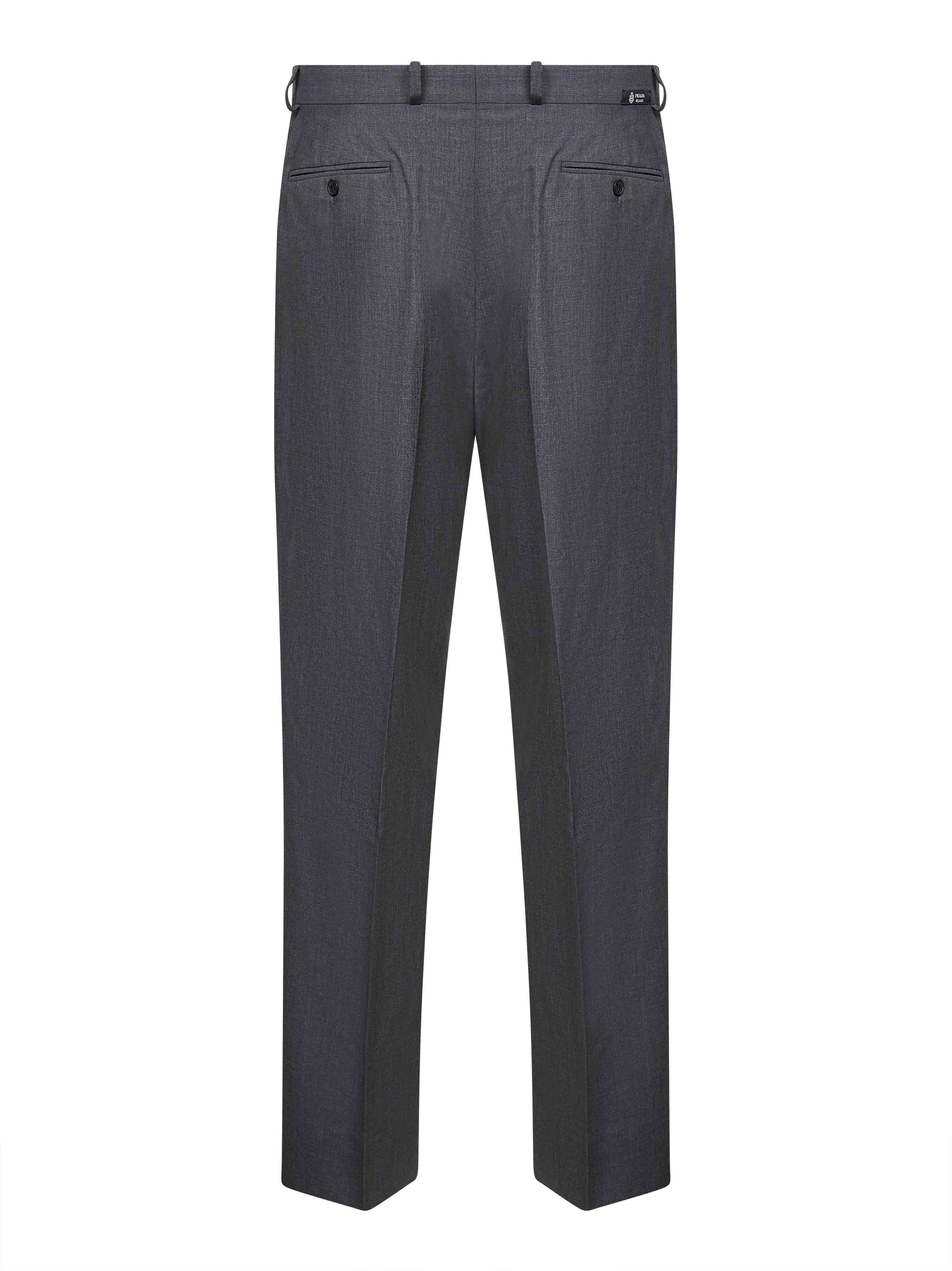 Prada Abbigliamento Men Slate Virgin Wool Blend Trousers PRADA