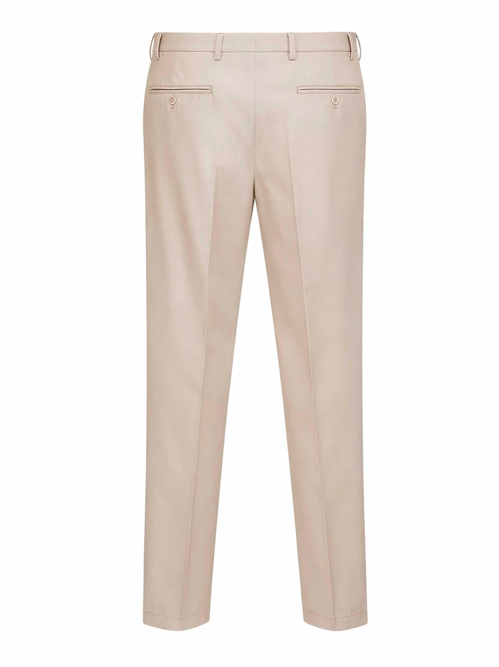 Prada Abbigliamento Men Sand Cotton Trousers With Key Ring PRADA