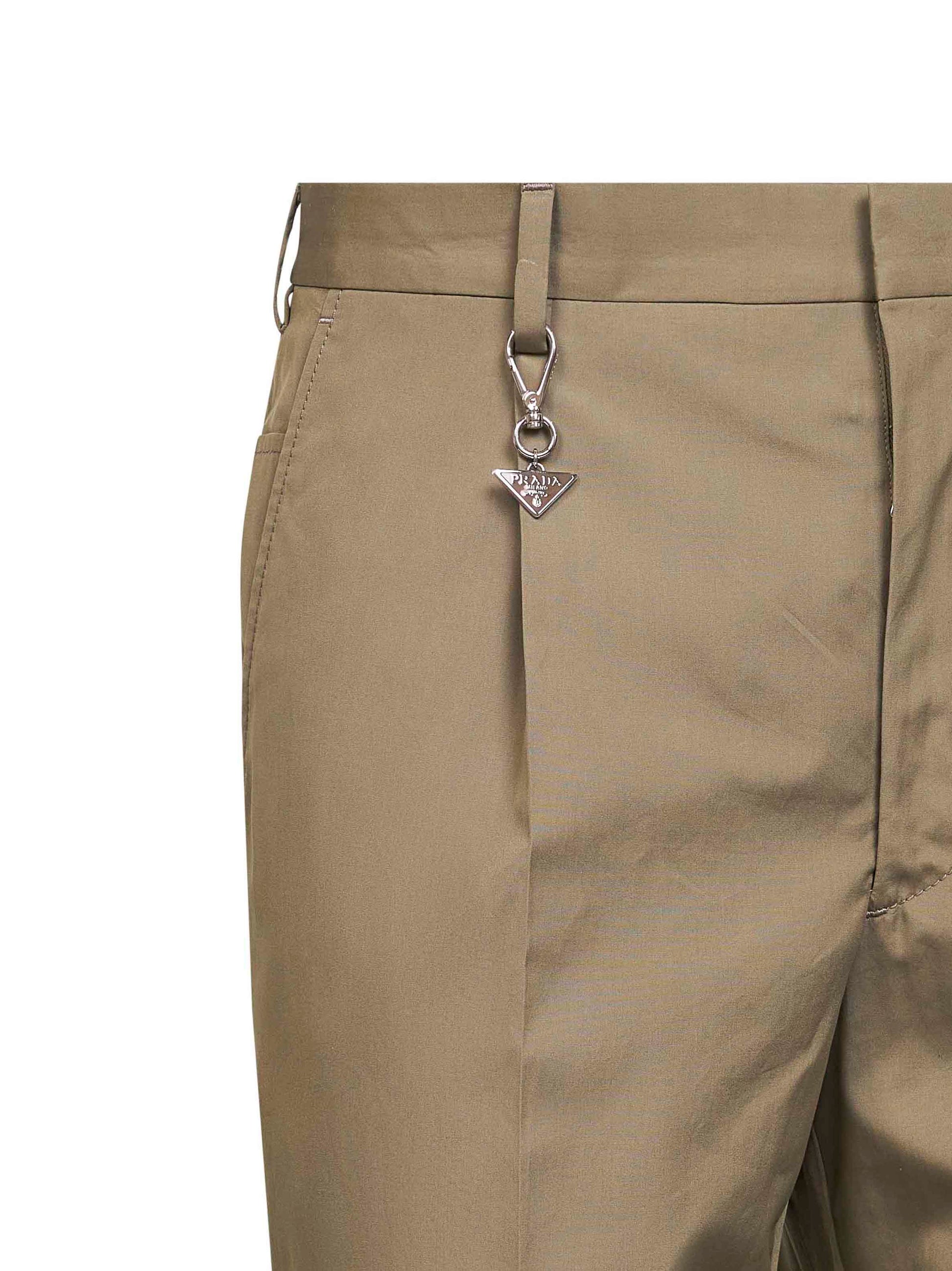 Prada Abbigliamento Men Clay Cotton Trousers With Key Ring PRADA