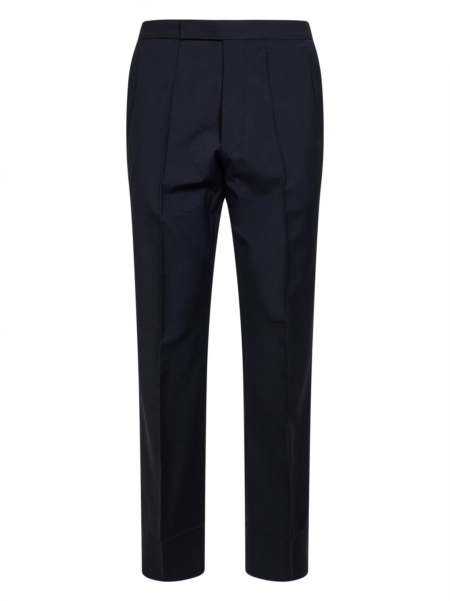 Prada Abbigliamento Men Blue Wool And Mohair Tailored Trousers PRADA