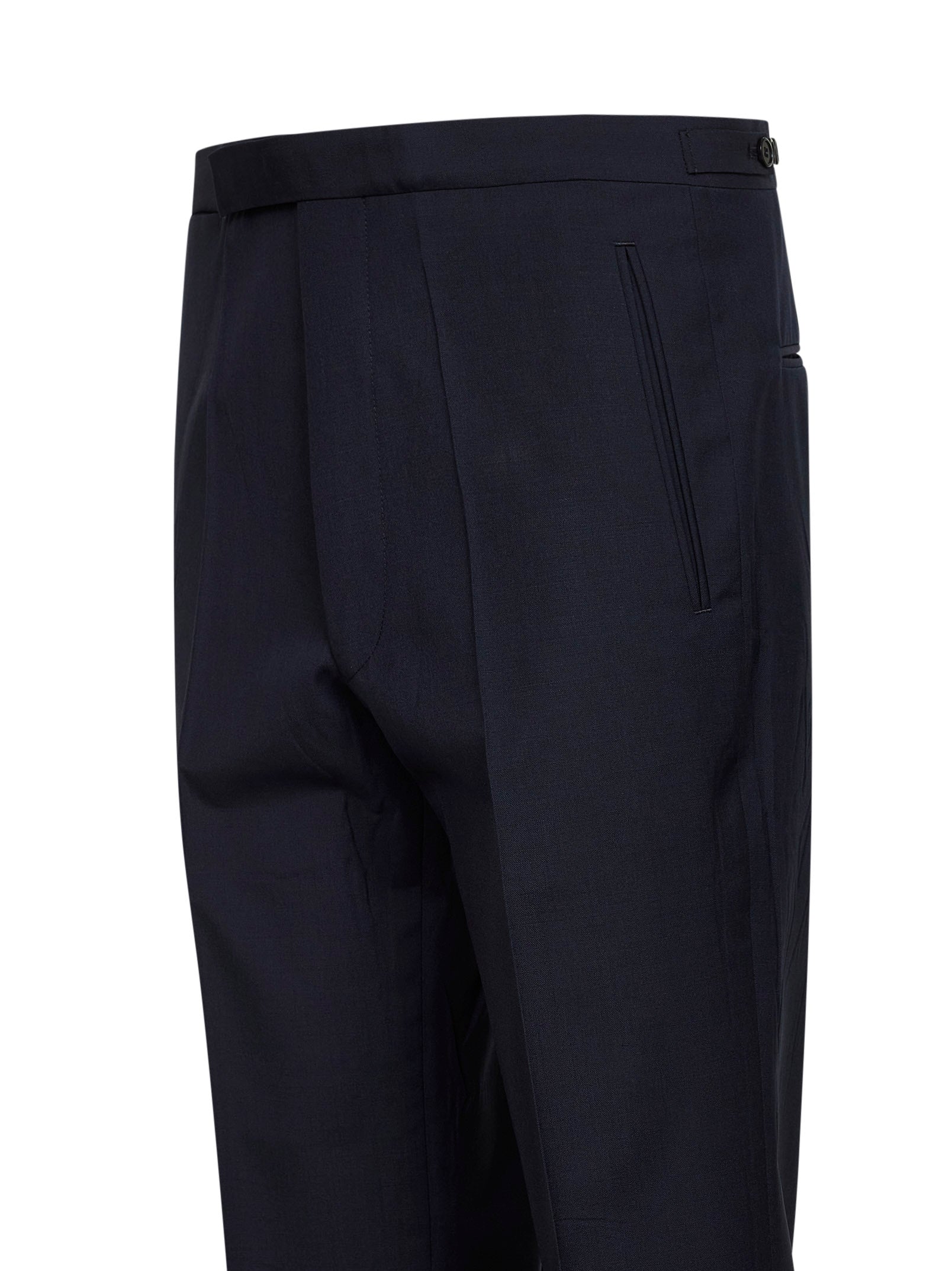 Prada Abbigliamento Men Blue Wool And Mohair Tailored Trousers PRADA