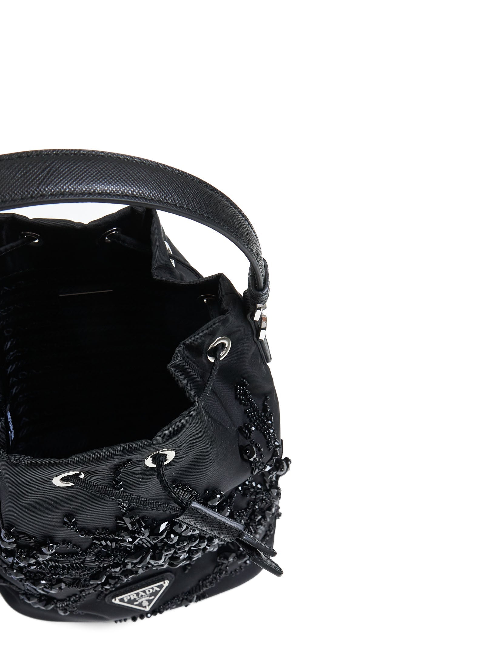 Prada Borse Women Crystals Re-Nylon Mini Bucket Bag PRADA