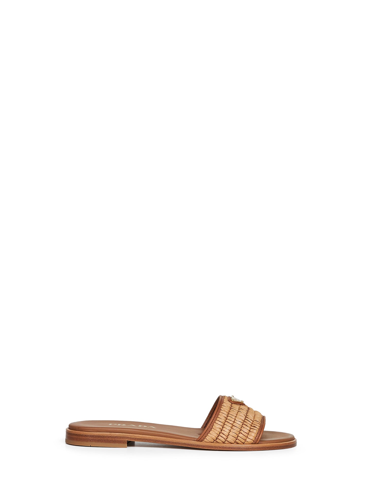 Prada Calzature Women Natural Leather With Crochet Details Slide Sandals PRADA