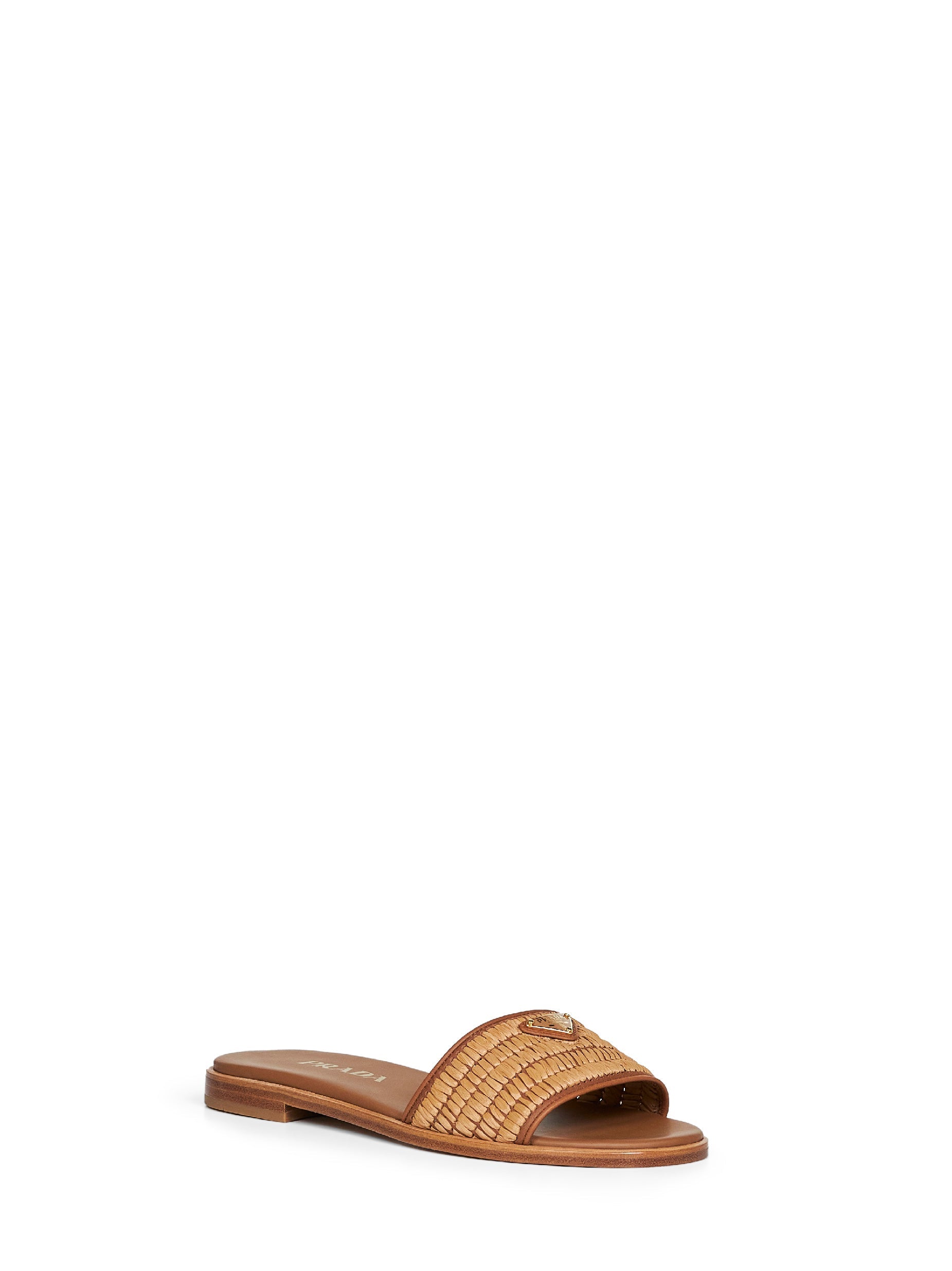Prada Calzature Women Natural Leather With Crochet Details Slide Sandals PRADA