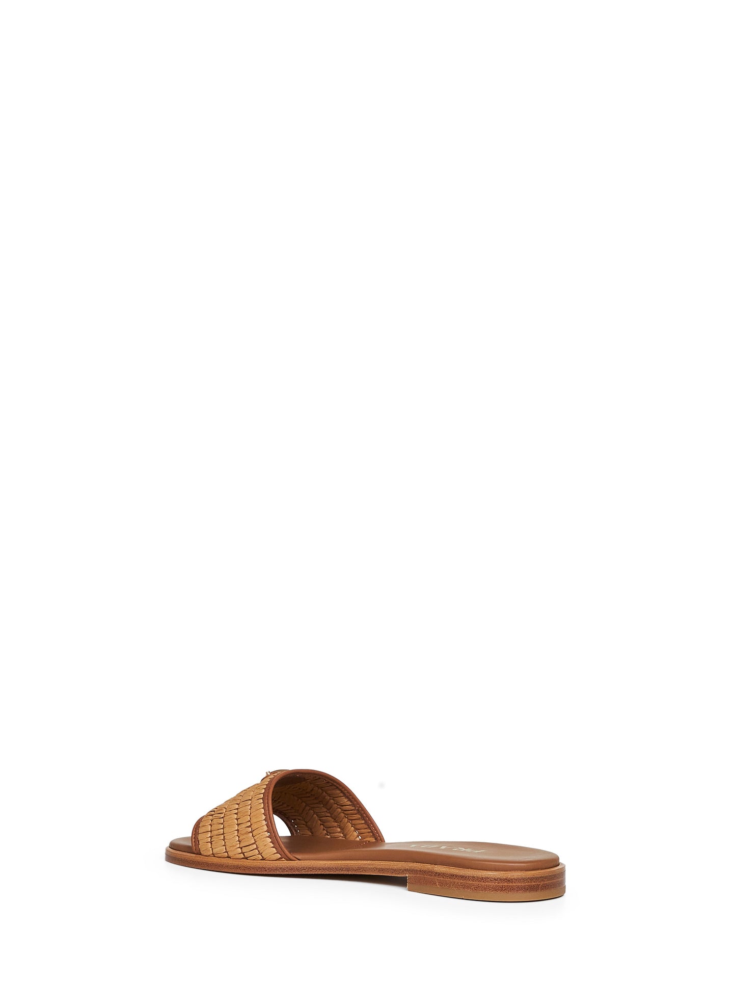 Prada Calzature Women Natural Leather With Crochet Details Slide Sandals PRADA