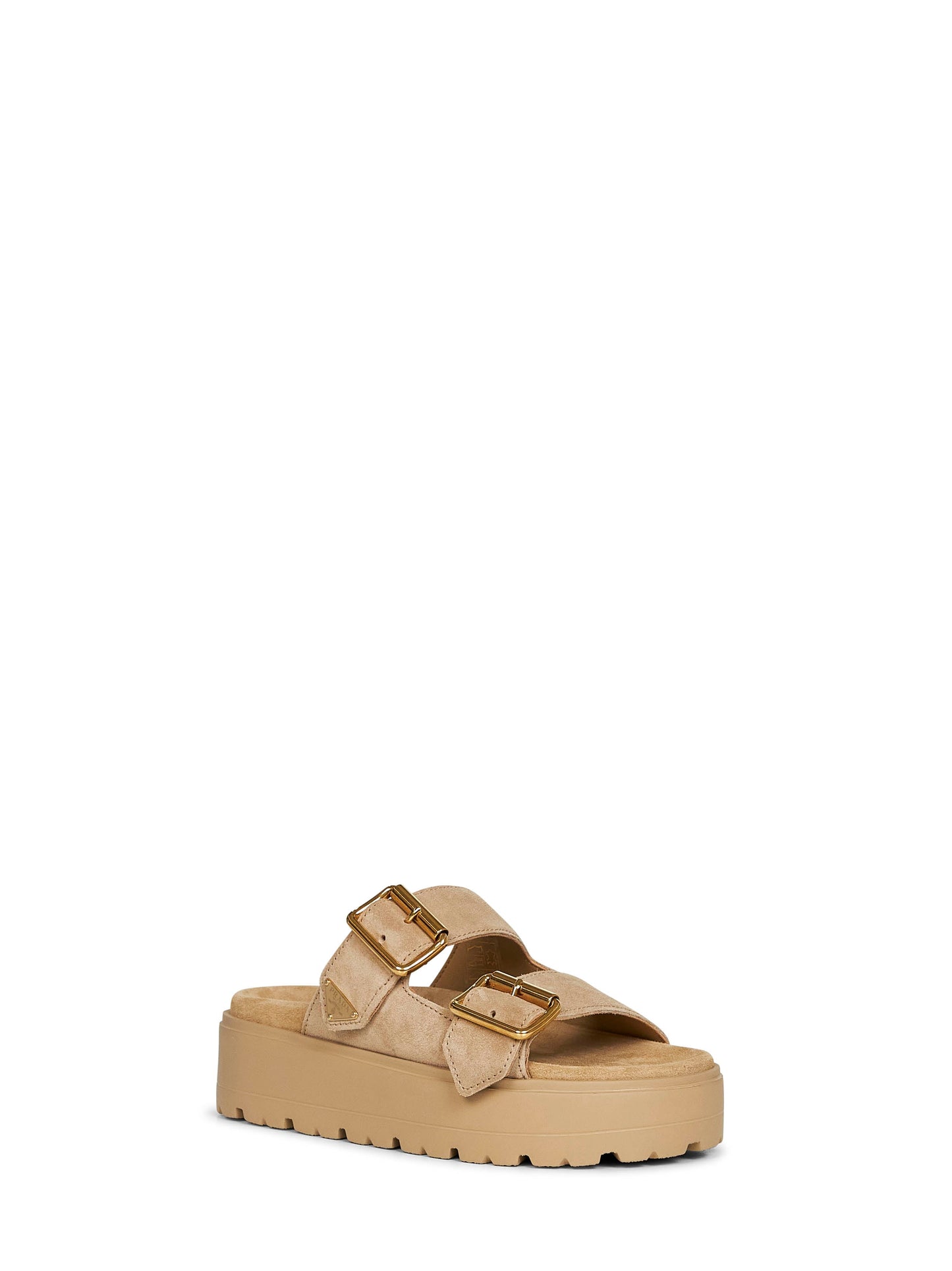 Prada Calzature Women Ecru Suede Leather Double-Strap Sandals PRADA