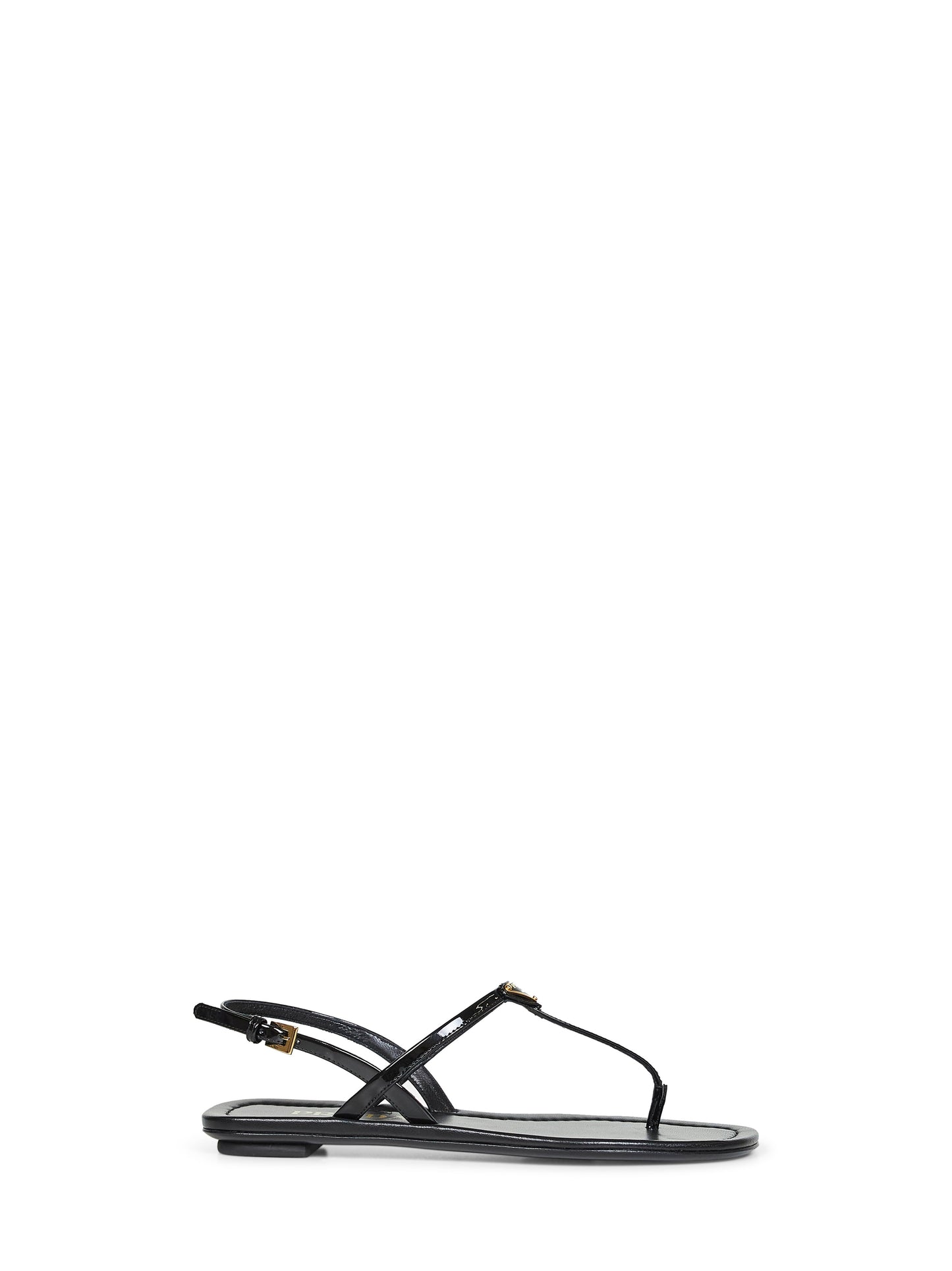 Prada Calzature Women Black Patent Leather Thong Sandals PRADA