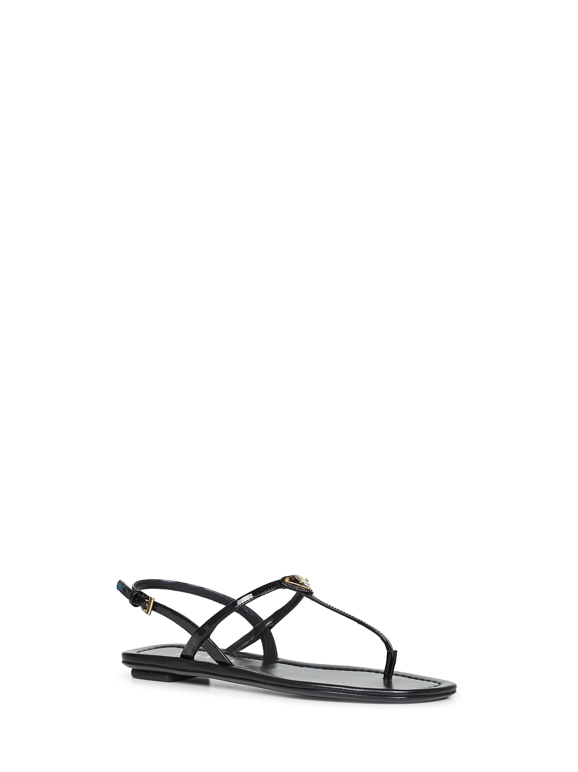 Prada Calzature Women Black Patent Leather Thong Sandals PRADA