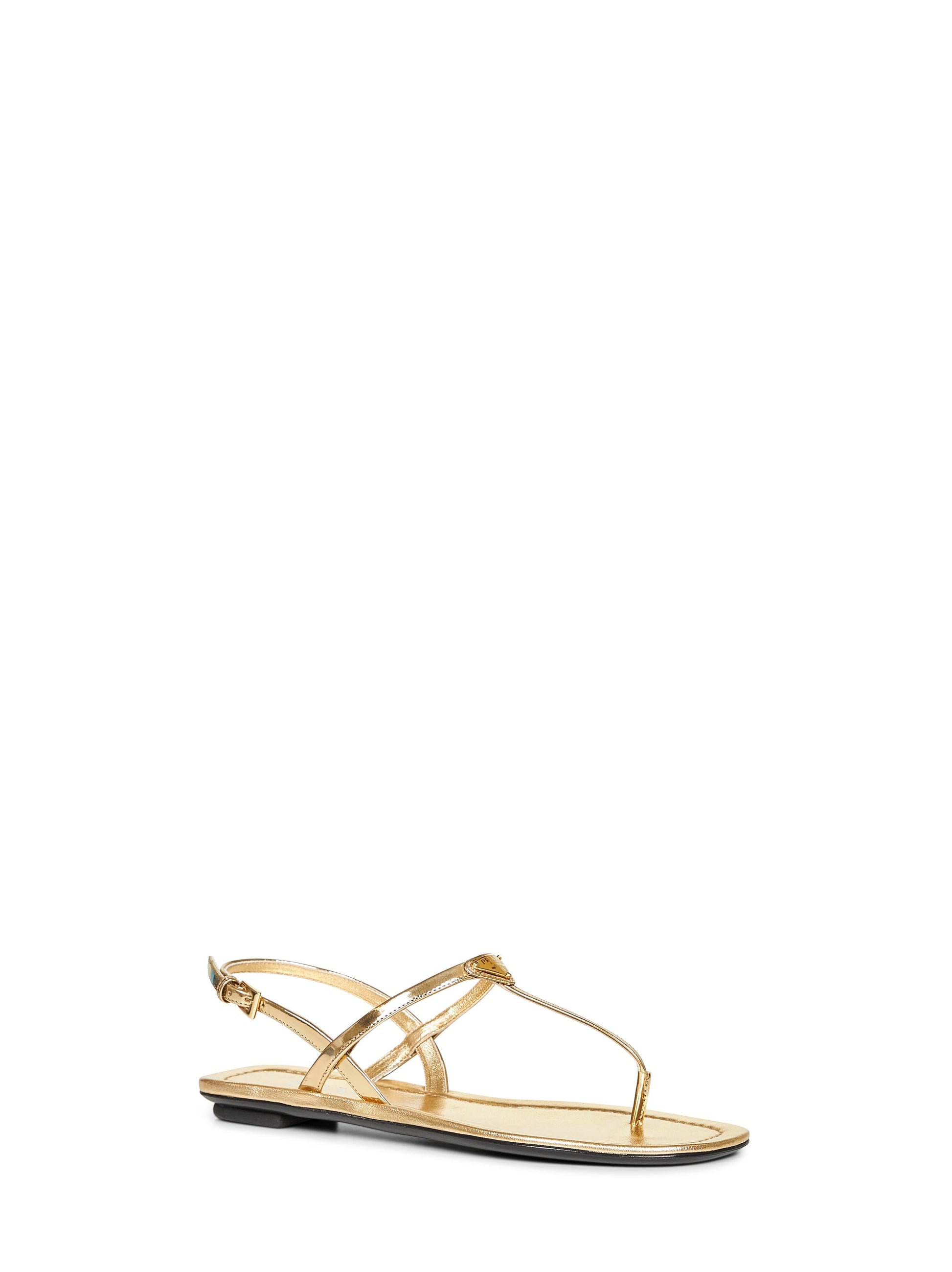 Prada Calzature Women Gold Metallic Leather Thong Sandals PRADA