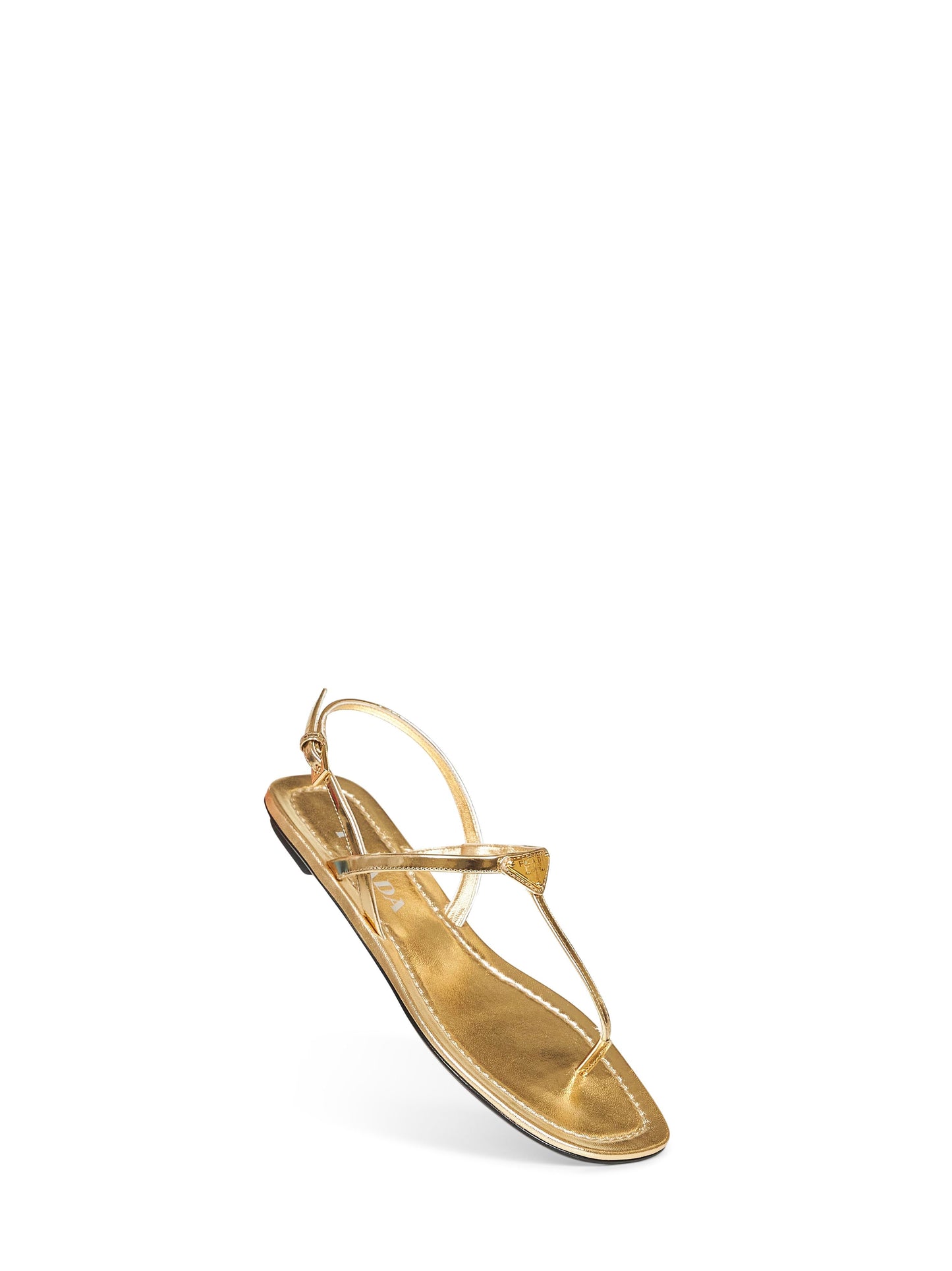 Prada Calzature Women Gold Metallic Leather Thong Sandals PRADA