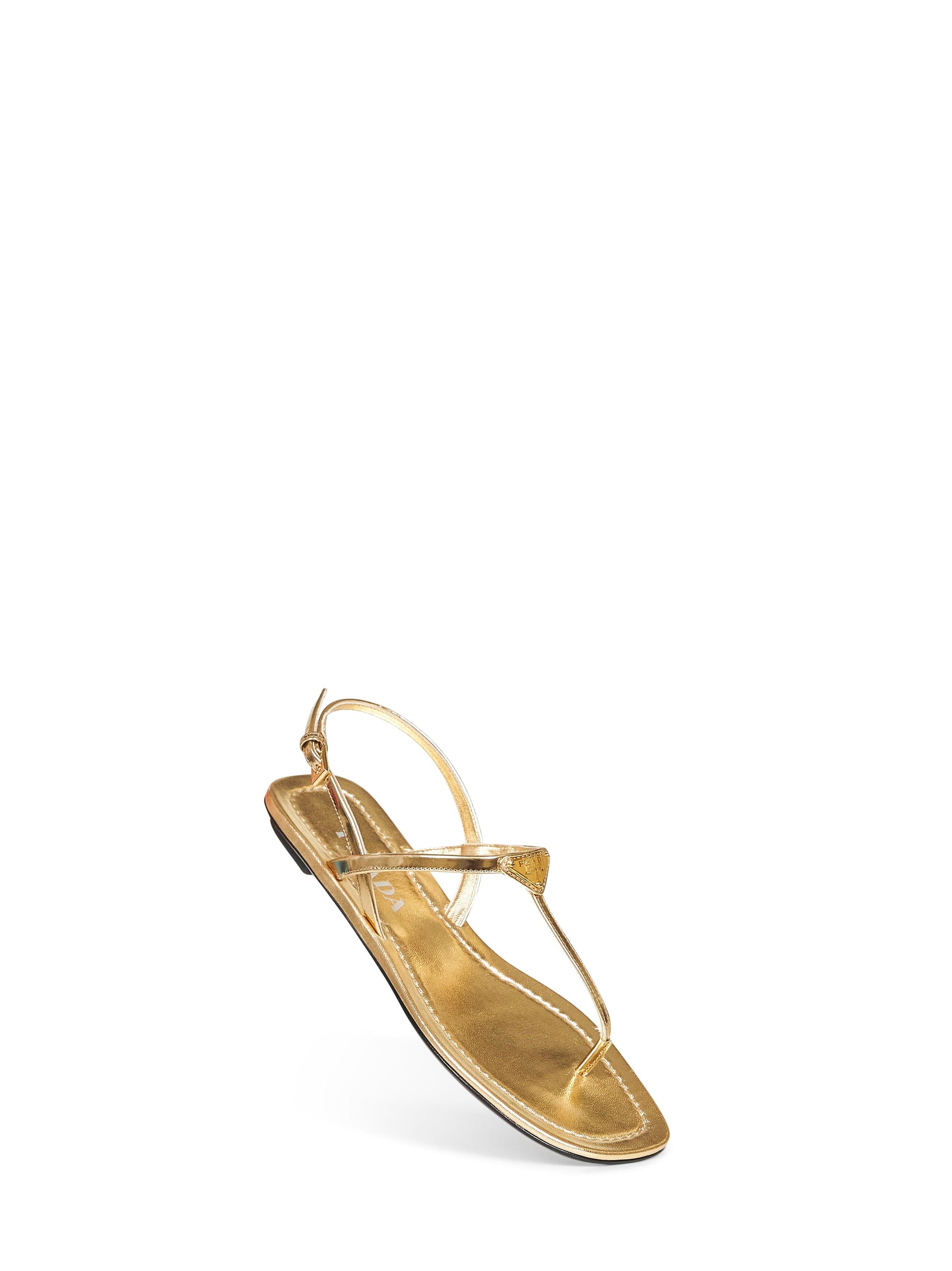 Prada Calzature Women Gold Metallic Leather Thong Sandals PRADA