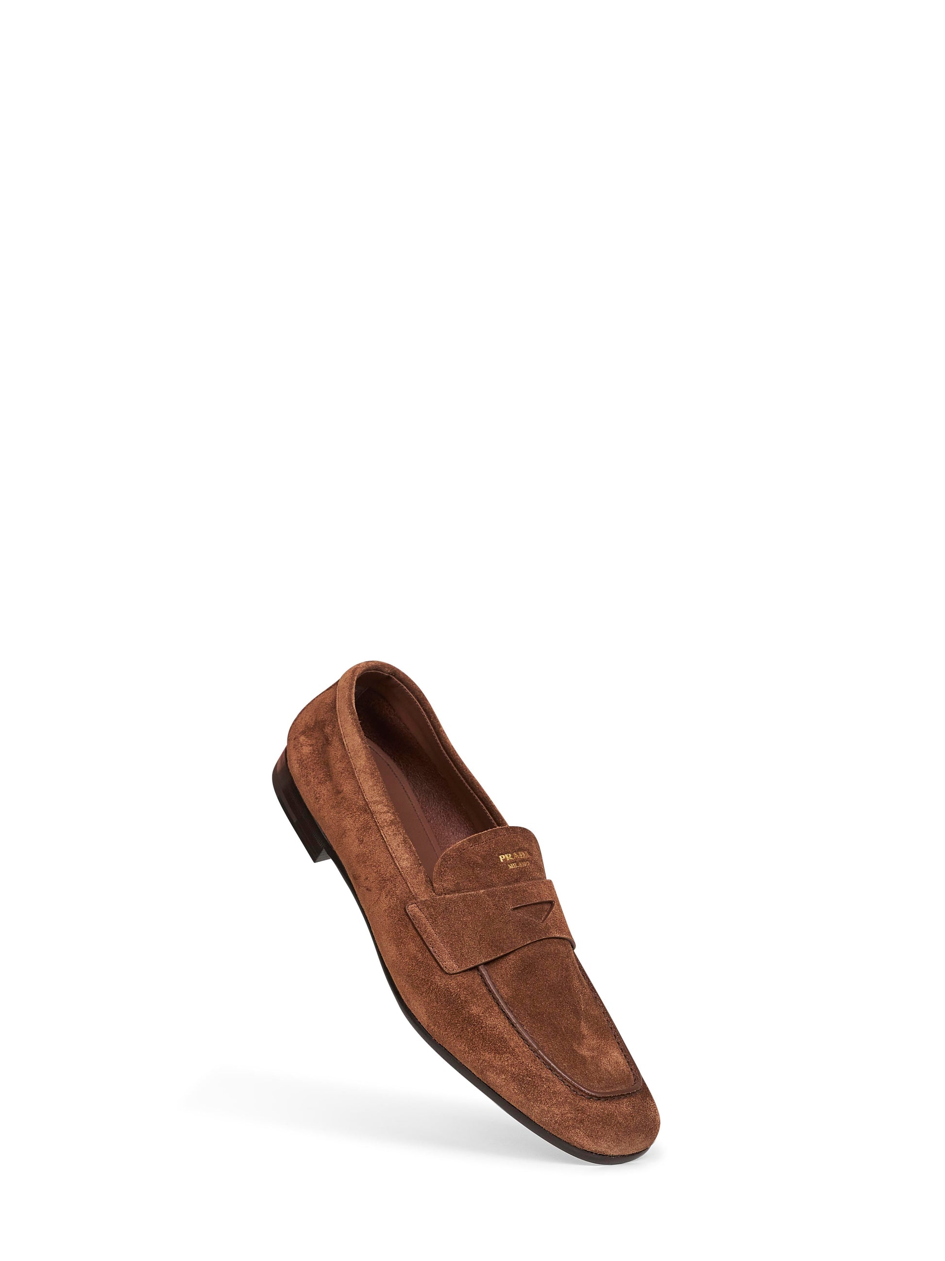 Prada Calzature Men Cocoa Suede Loafers PRADA