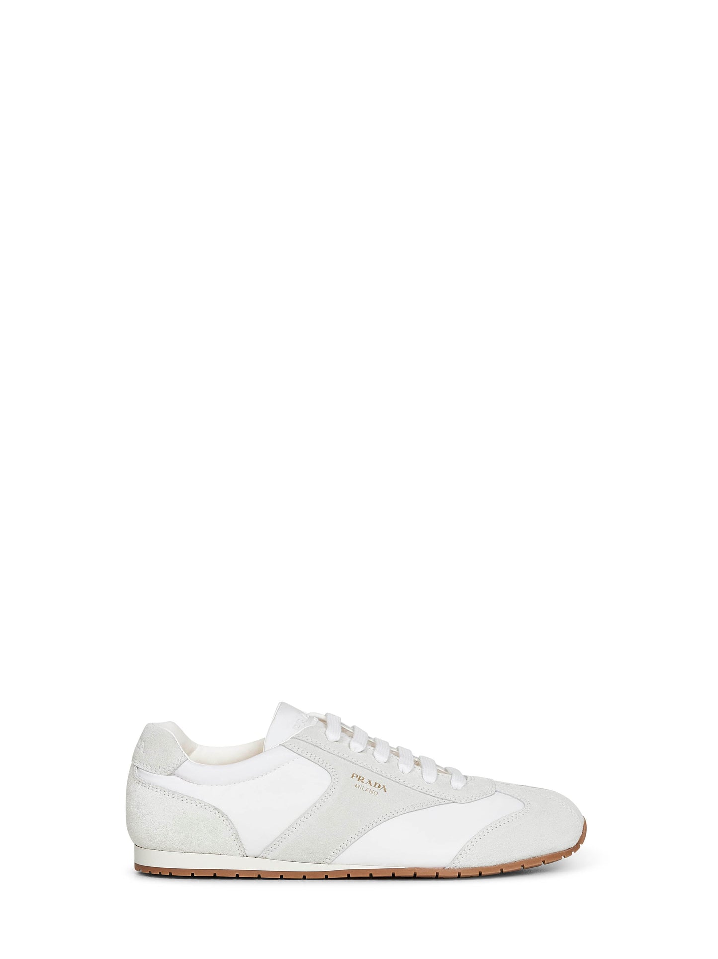 Prada Calzature Men White Re-Nylon And Suede Sneakers PRADA