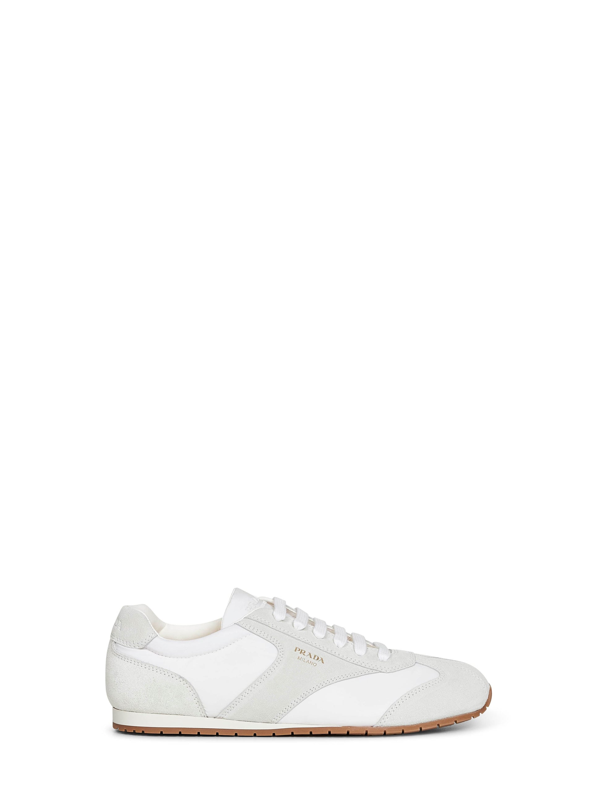 Prada Calzature Men White Re-Nylon And Suede Sneakers PRADA