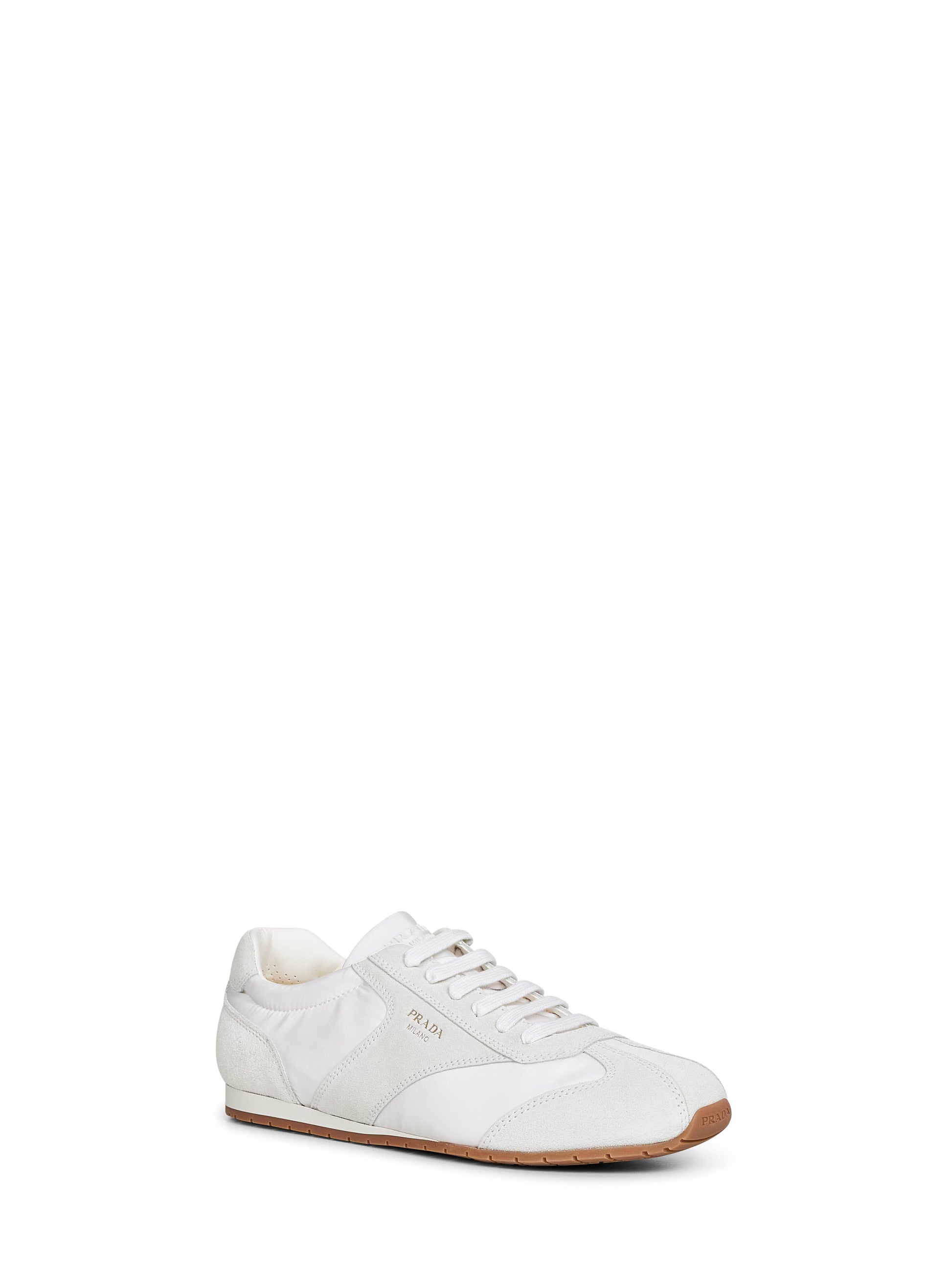 Prada Calzature Men White Re-Nylon And Suede Sneakers PRADA