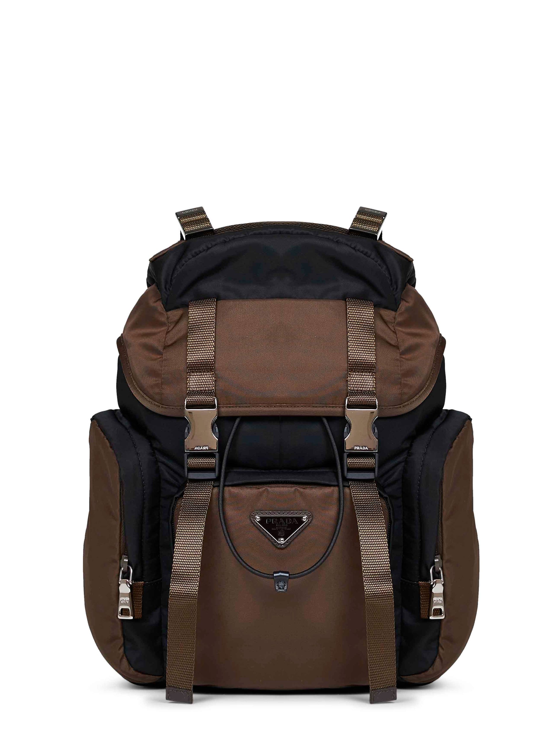 Prada Viaggio Men Black And Burnt Re-Nylon Backpack PRADA