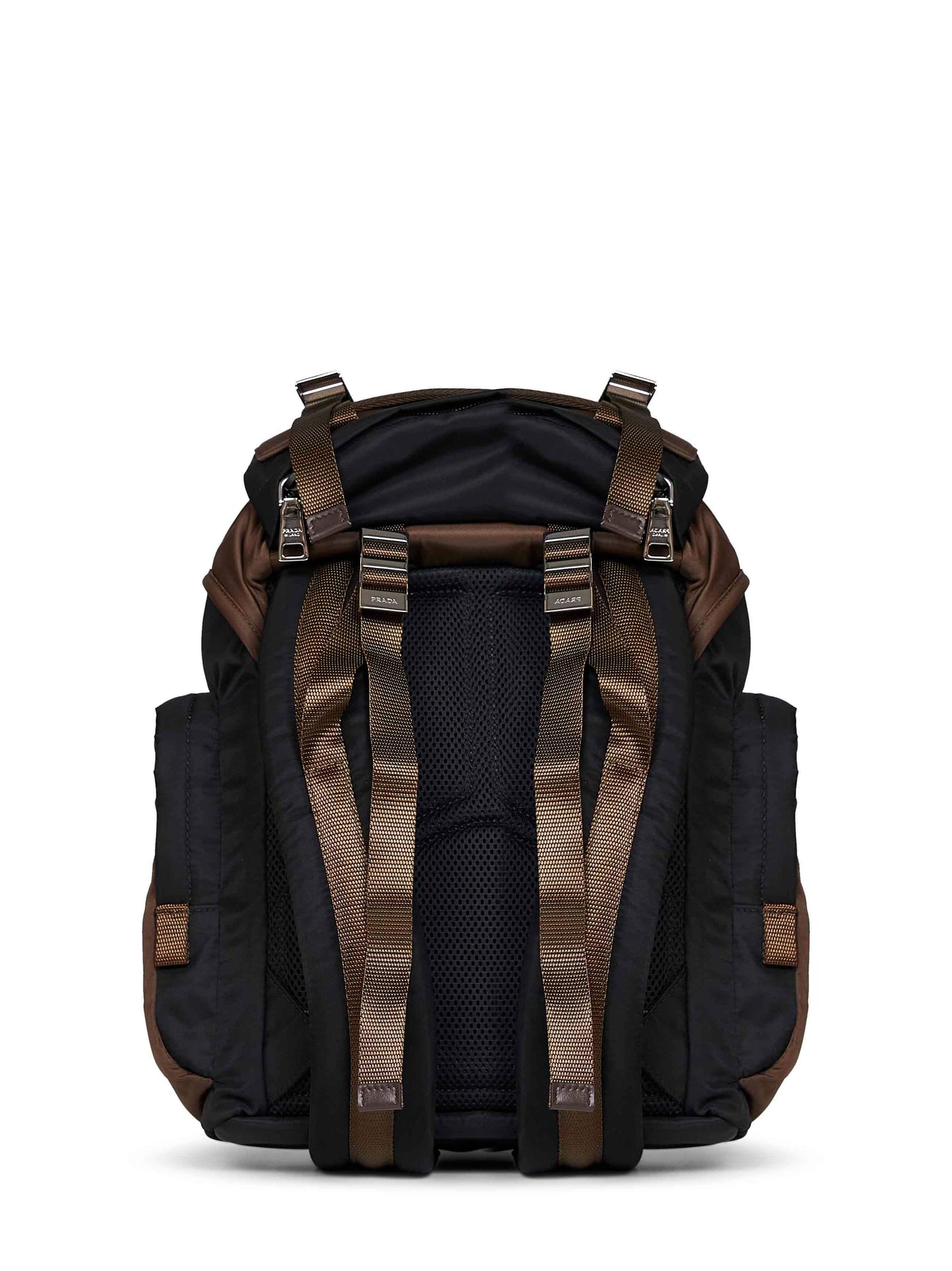 Prada Viaggio Men Black And Burnt Re-Nylon Backpack PRADA
