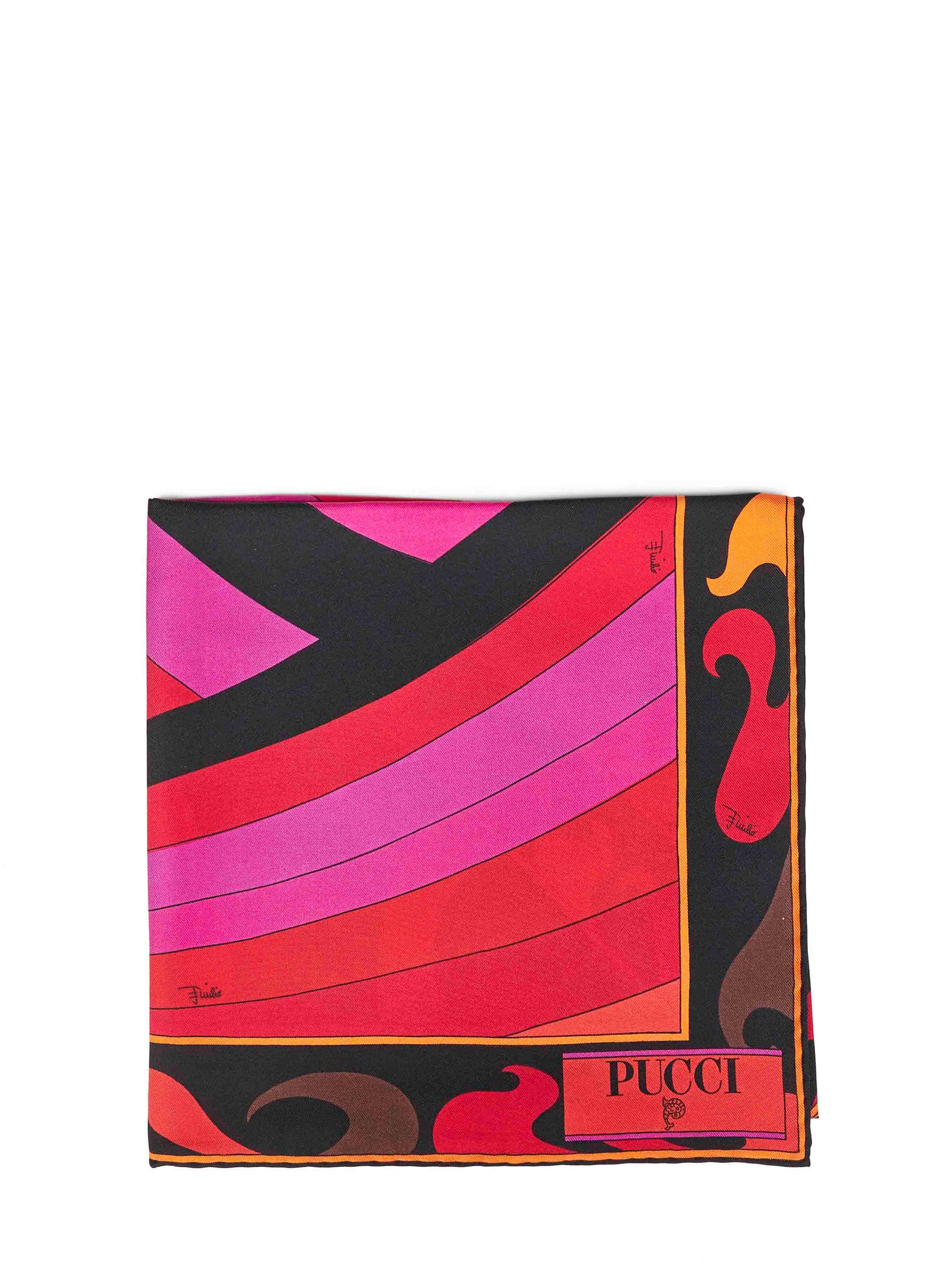 Pucci Women Fuchsia And Orange Iride-Print Silk Twill Scarf PUCCI