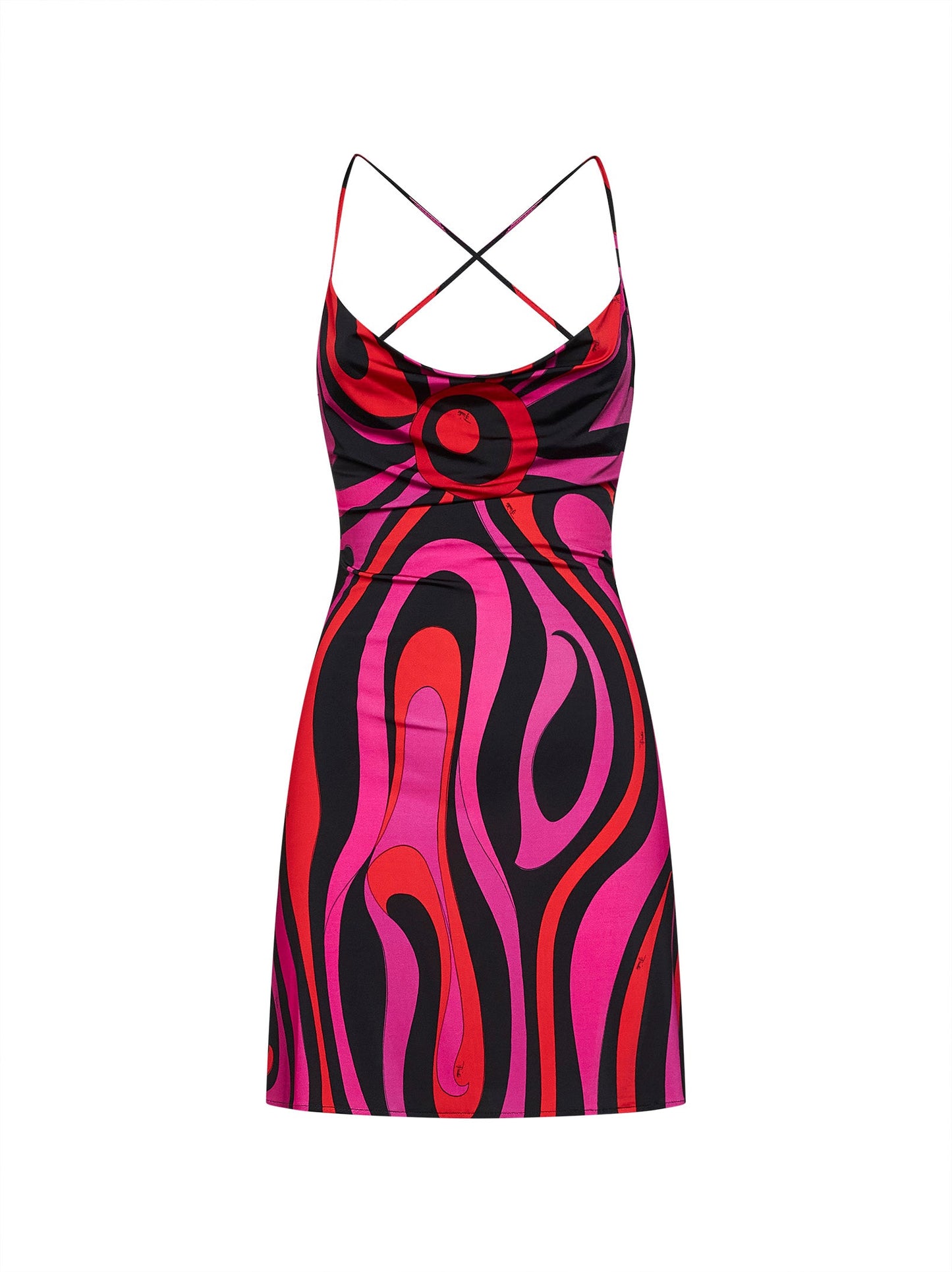 Pucci Women Fuchsia And Black Marmo-Print Jersey Satin Mini Dress PUCCI