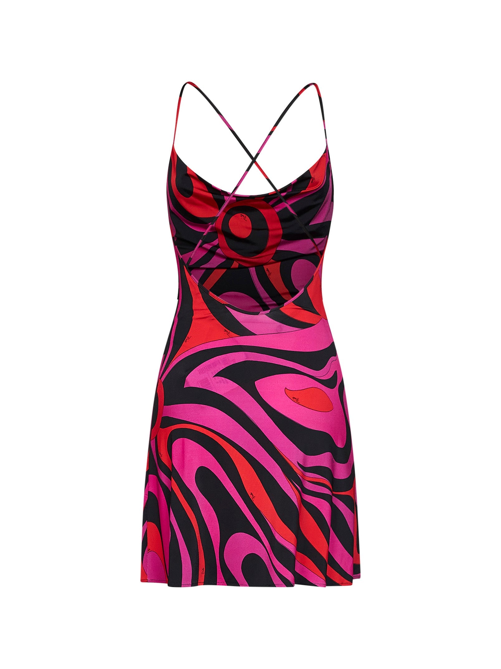 Pucci Women Fuchsia And Black Marmo-Print Jersey Satin Mini Dress PUCCI