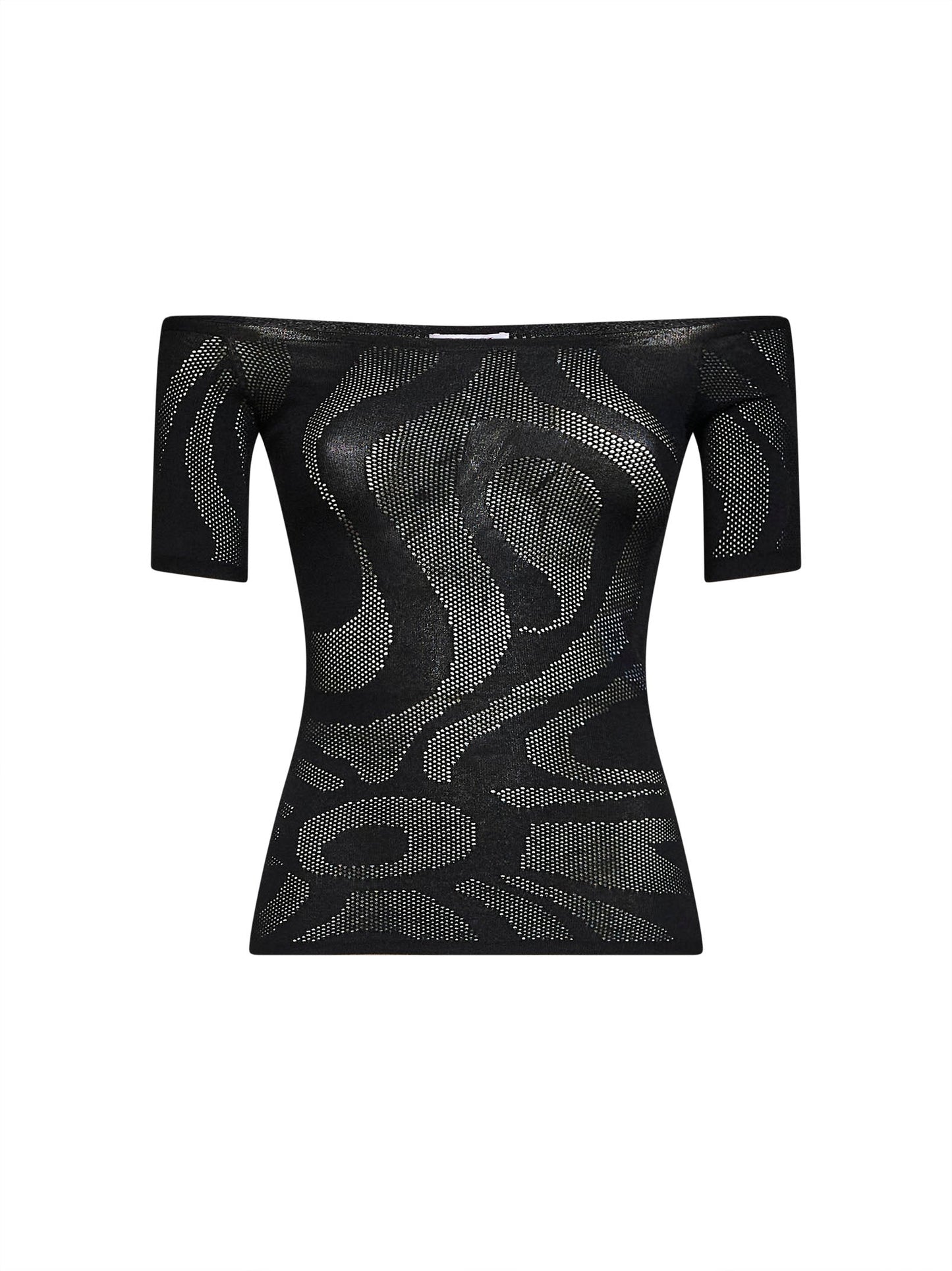 Pucci Women Black Marmo Jacquard Net Top PUCCI