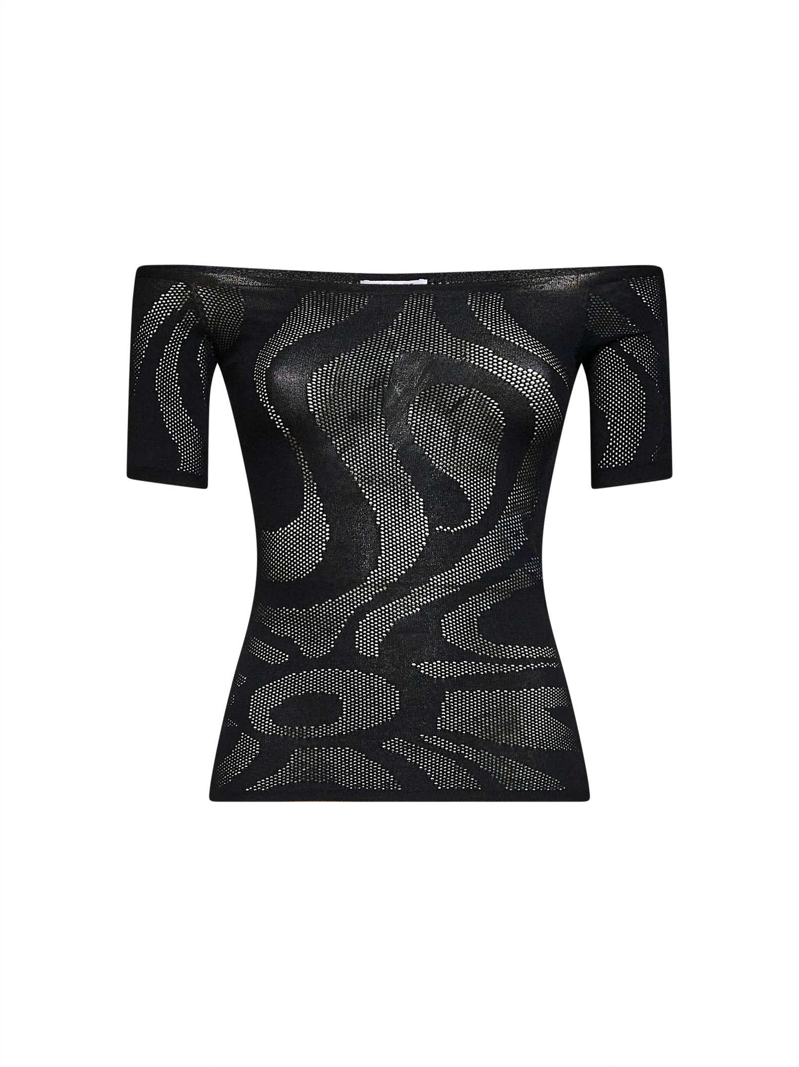 Pucci Women Black Marmo Jacquard Net Top PUCCI