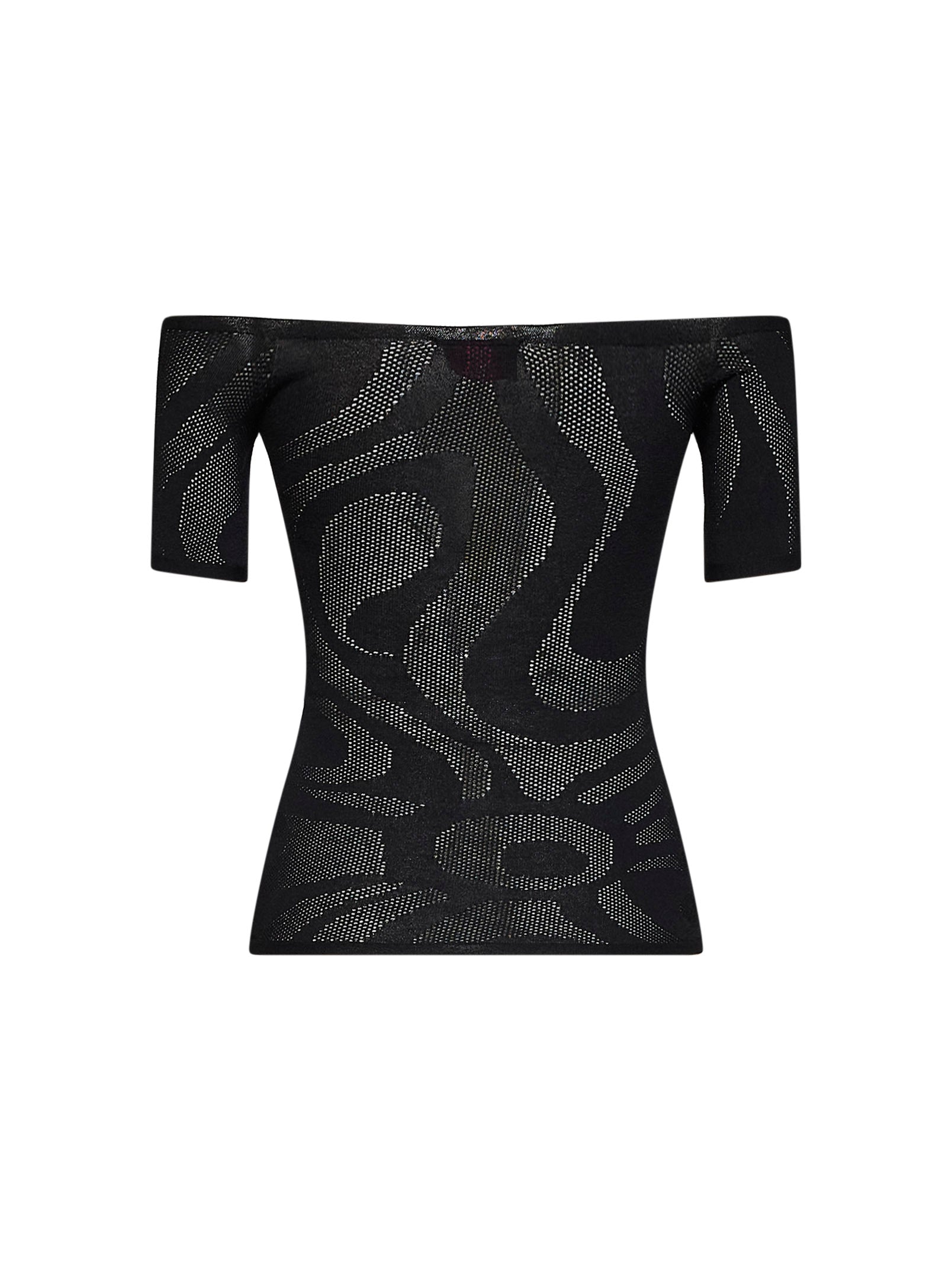 Pucci Women Black Marmo Jacquard Net Top PUCCI