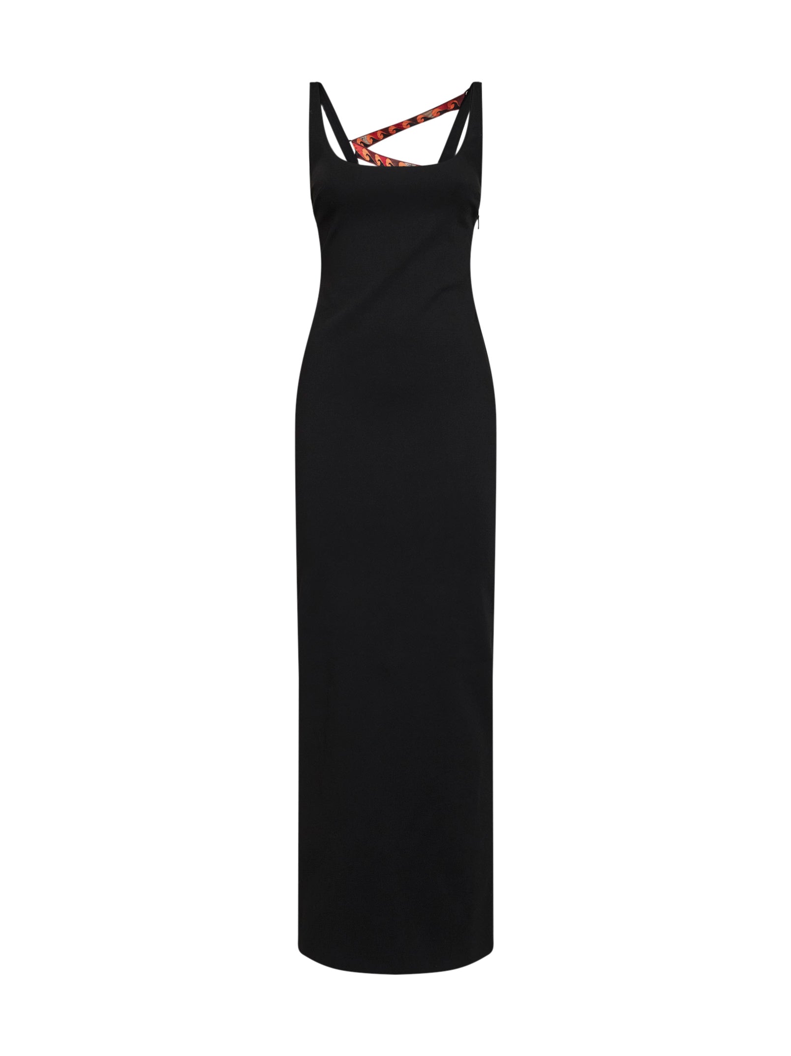 Pucci Women Black Superstretch Cady Long Dress With Printed Tape PUCCI