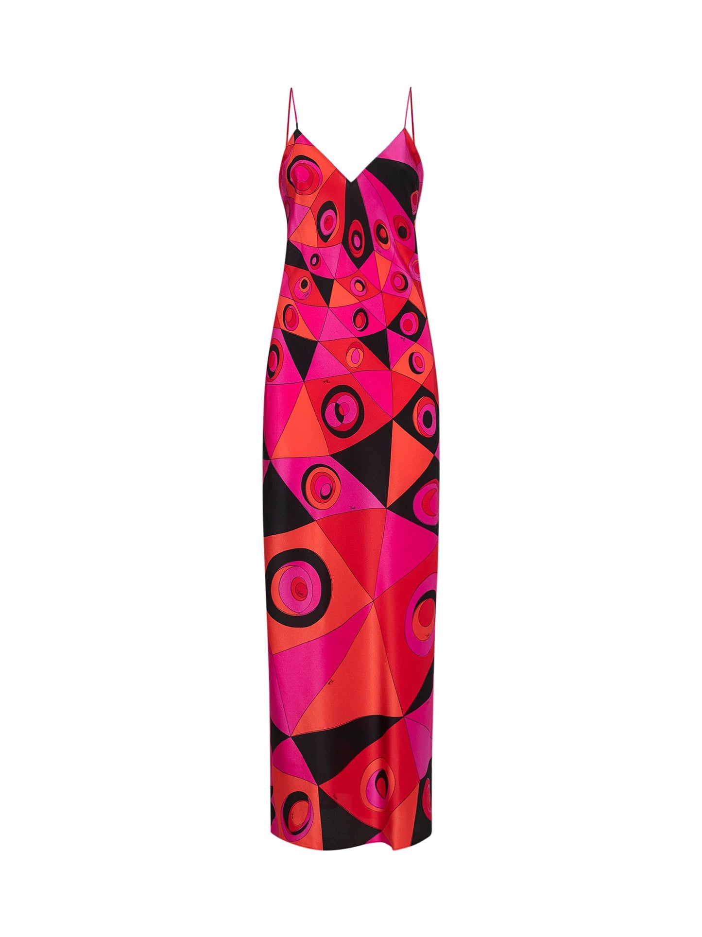 Pucci Women Fuchsia And Black Occhi-Print Silk Crepe De Chine Long Lingerie Dress PUCCI