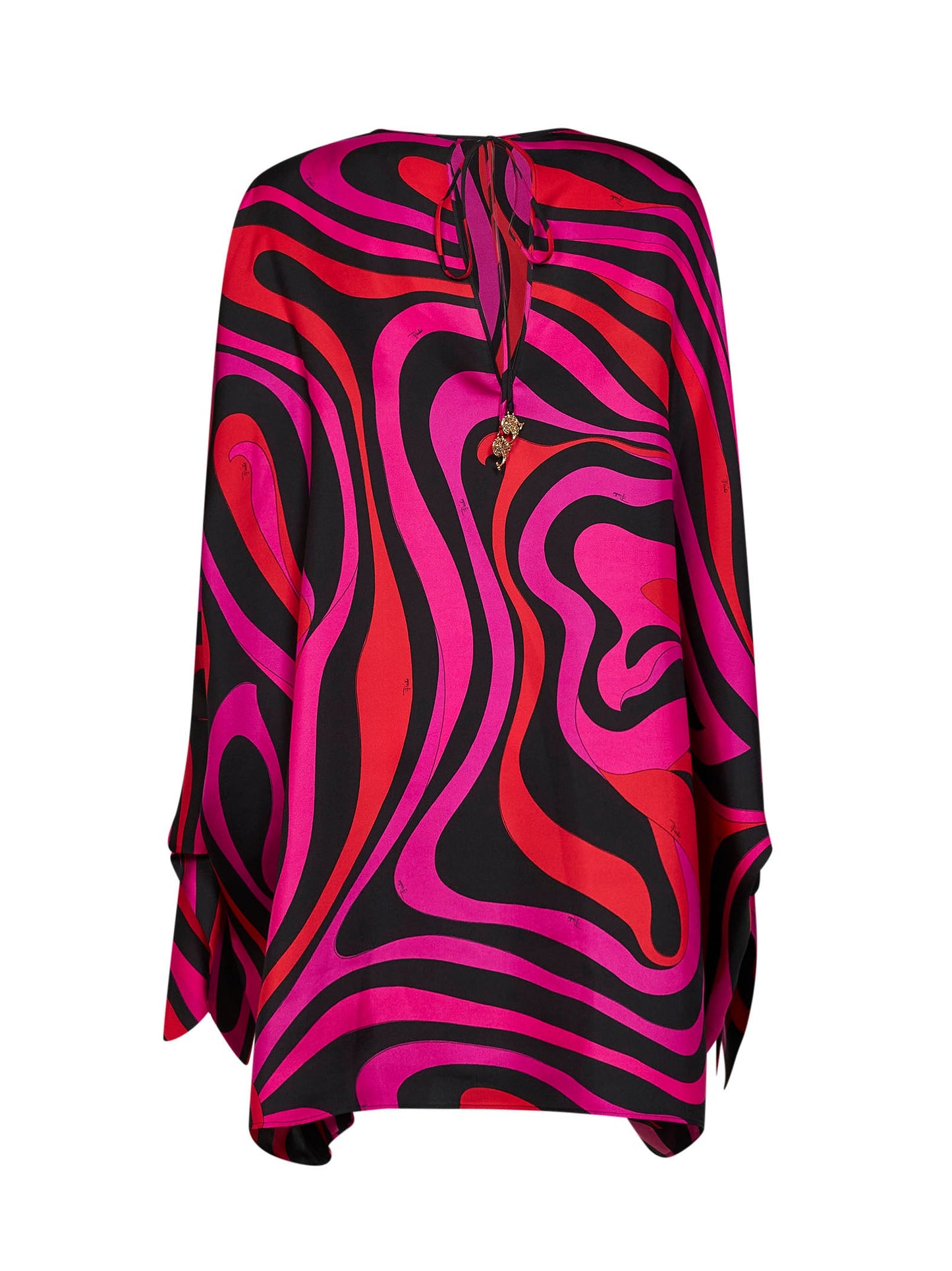 Pucci Women Fuchsia And Black Marmo-Print Silk Twill Short Kaftan PUCCI