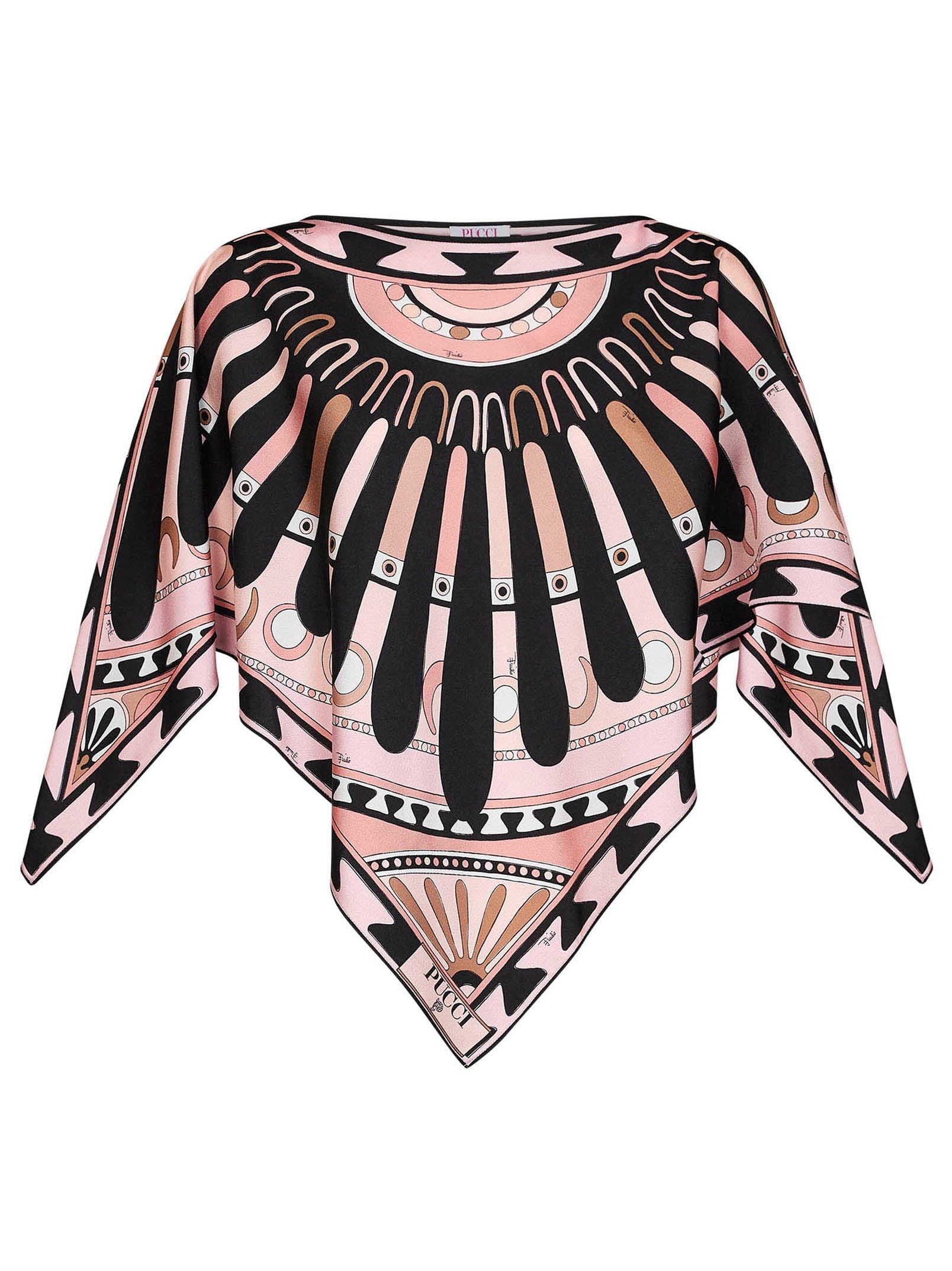 Pucci Women Nude Soleil-Print Silk Twill Kaftan Top PUCCI