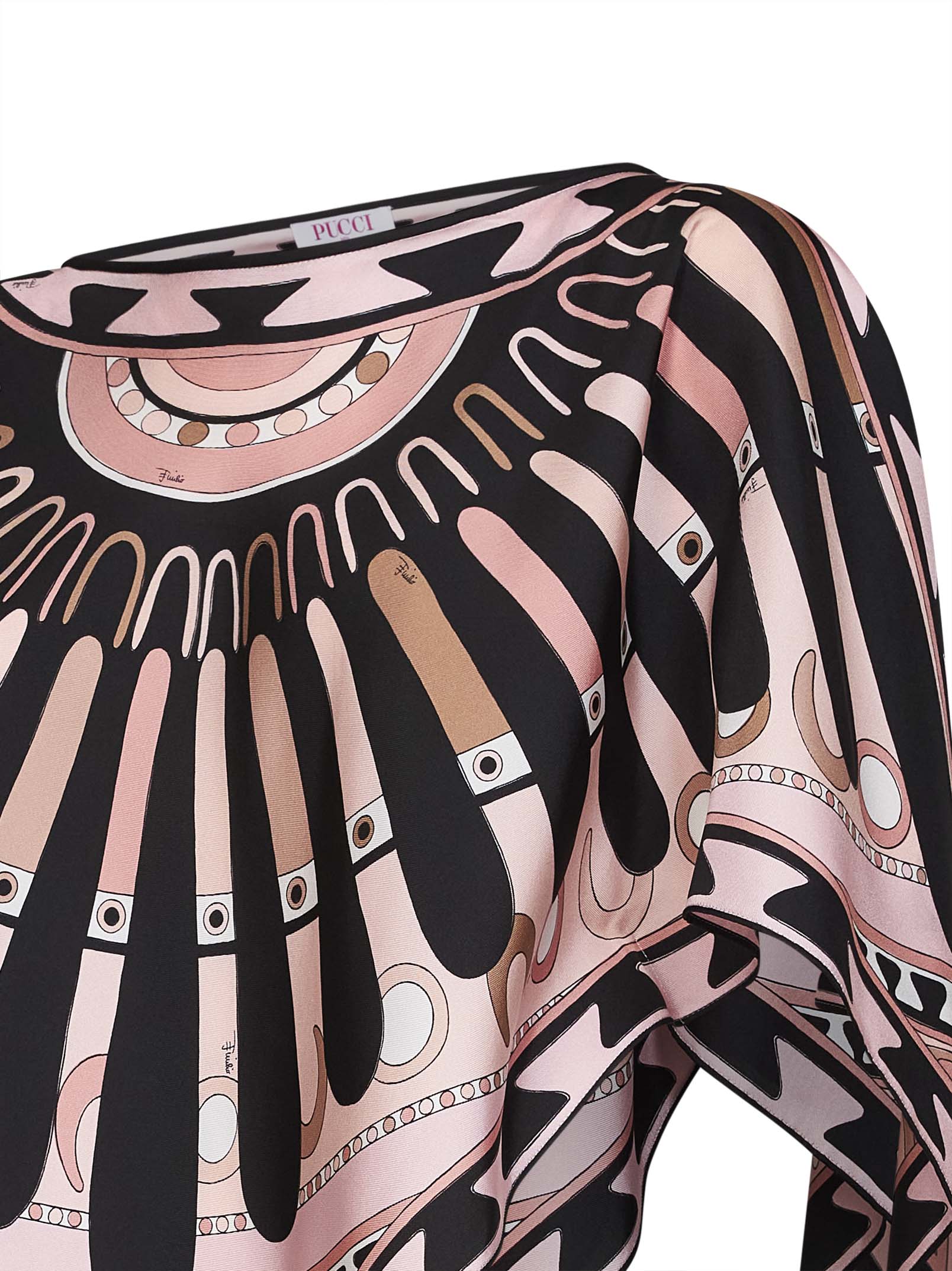Pucci Women Nude Soleil-Print Silk Twill Kaftan Top PUCCI