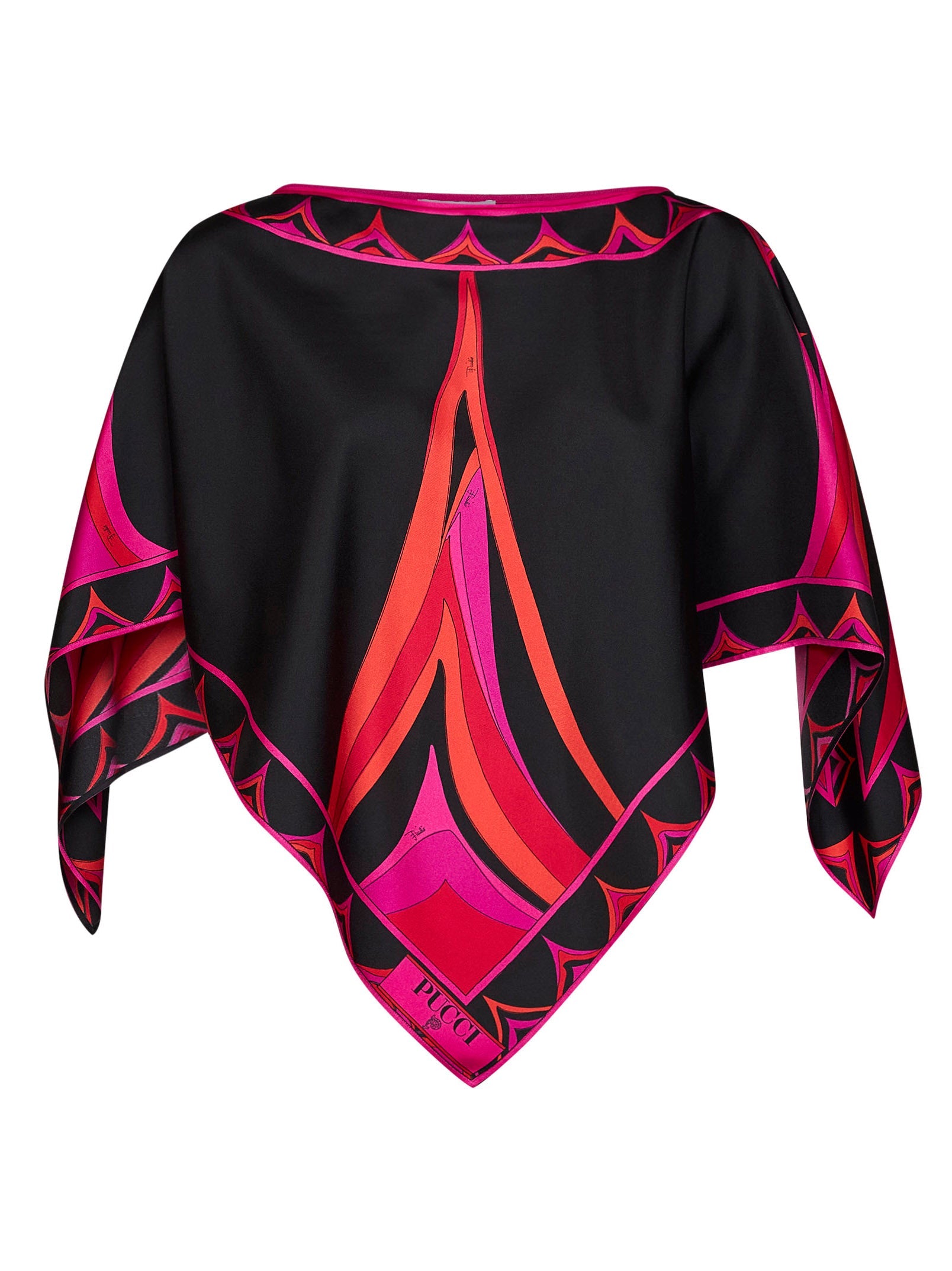 Pucci Women Fuchsia And Black Fari-Print Silk Twill Kaftan Top PUCCI