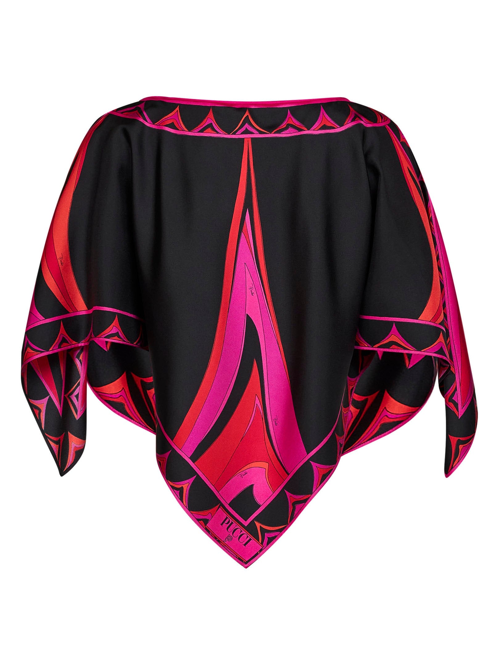 Pucci Women Fuchsia And Black Fari-Print Silk Twill Kaftan Top PUCCI