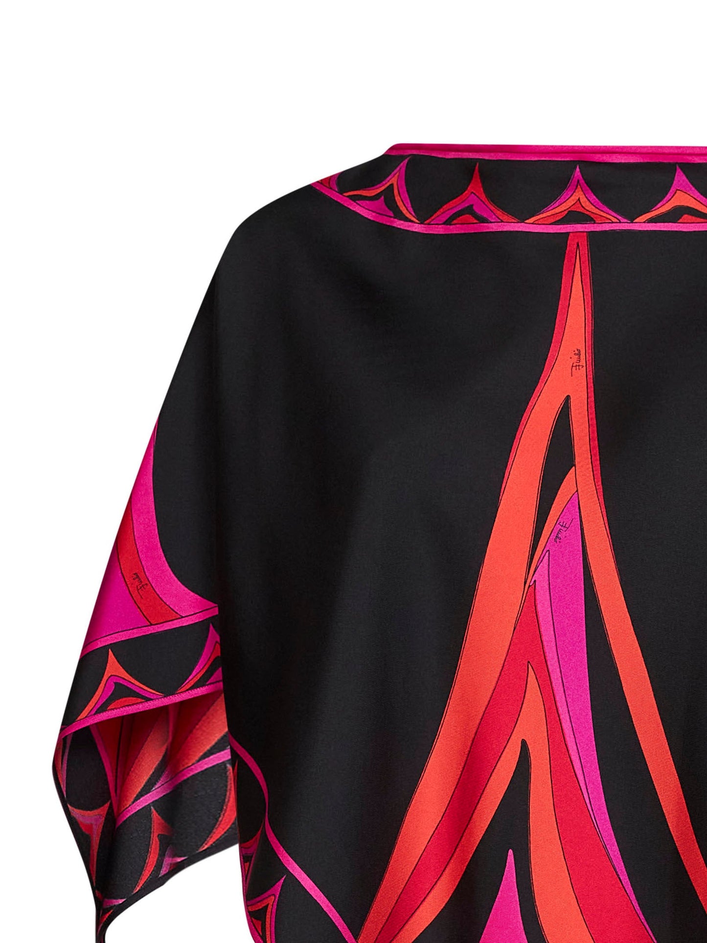 Pucci Women Fuchsia And Black Fari-Print Silk Twill Kaftan Top PUCCI