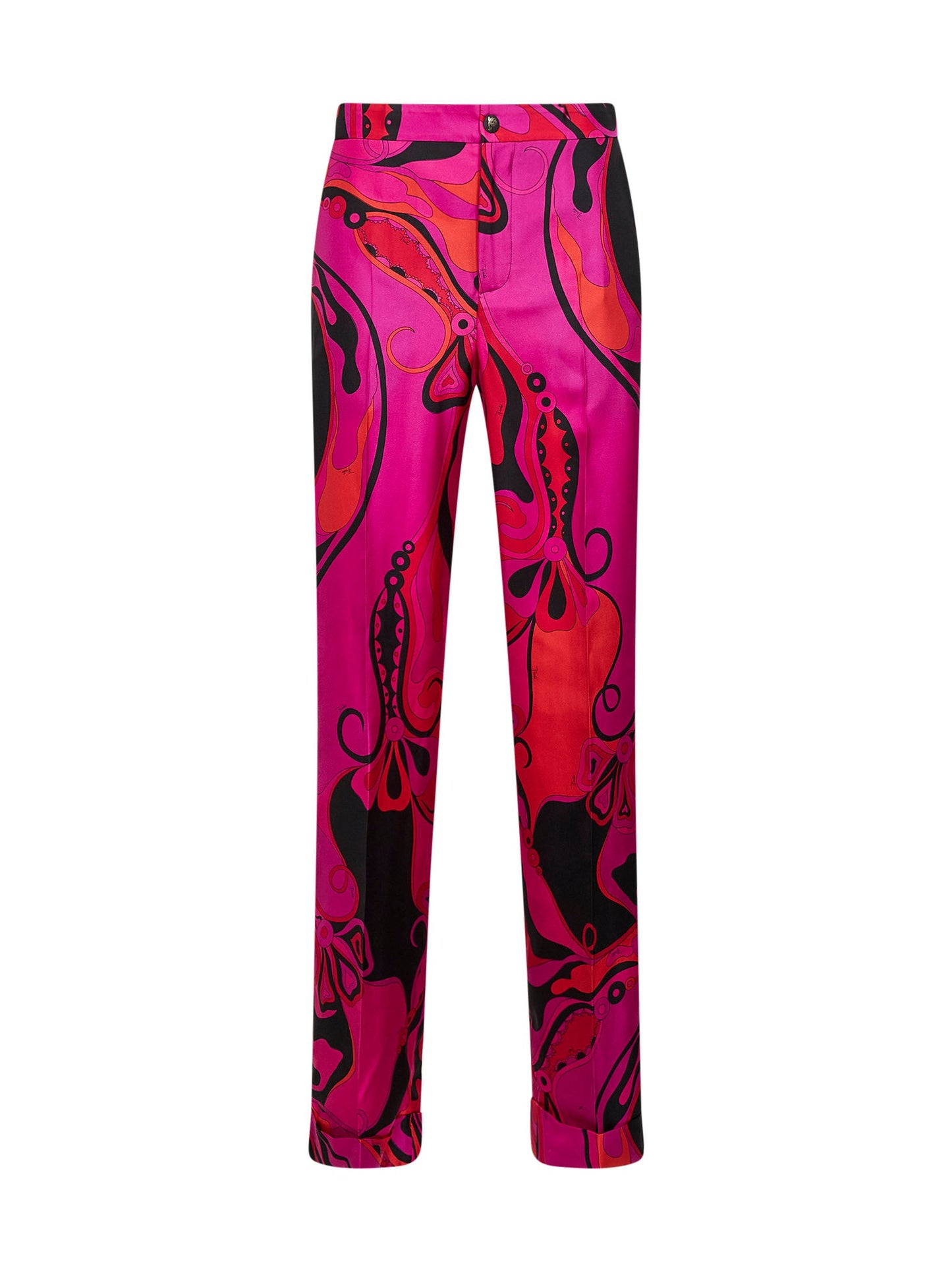 Pucci Women Fuchsia And Black Orchidee-Print Twill Trousers PUCCI